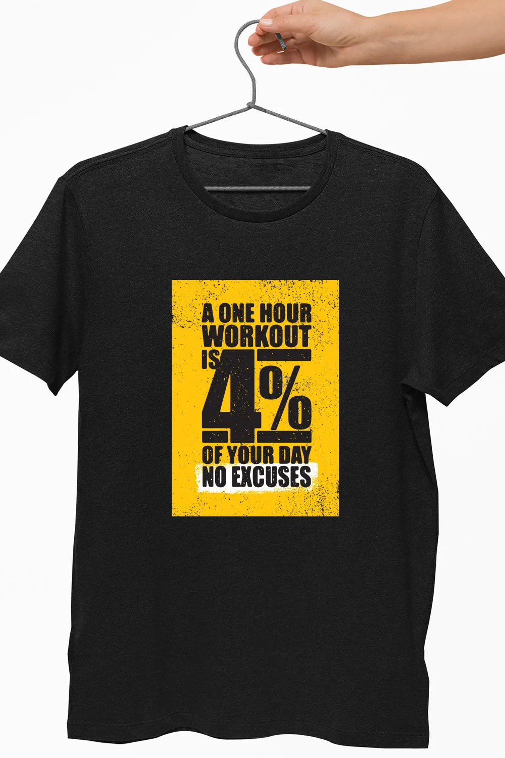 A One Hour Workout is 4% of your Day Black Dry-Fit T-Shirt