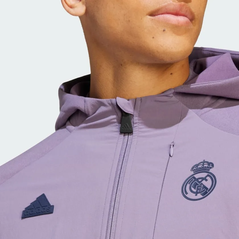 Adidas Real Madrid CF Designed For Gameday Full Zip Hoodie HY0635 PURPLE/YELLOW