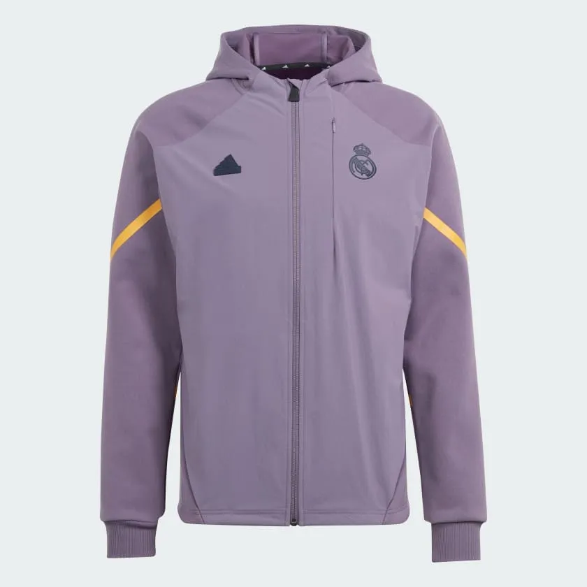 Adidas Real Madrid CF Designed For Gameday Full Zip Hoodie HY0635 PURPLE/YELLOW