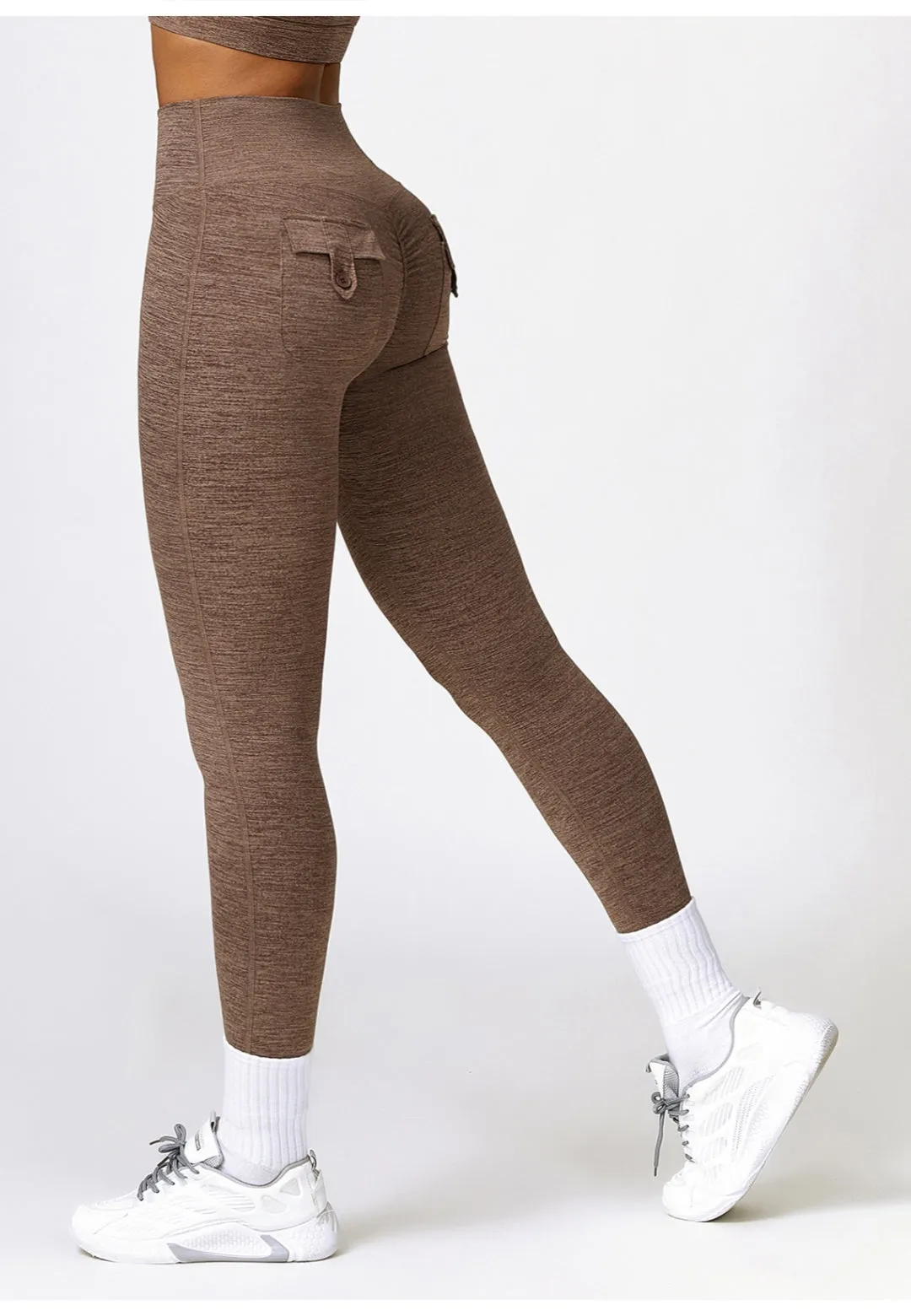 Back Patch Pocket Textured Leggings by Anna-Kaci