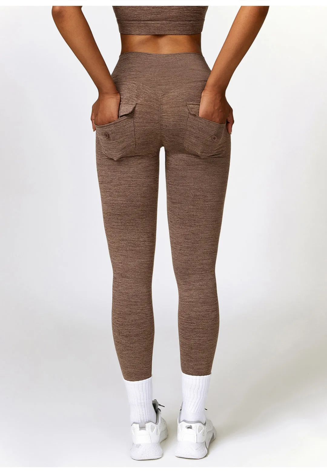 Back Patch Pocket Textured Leggings by Anna-Kaci