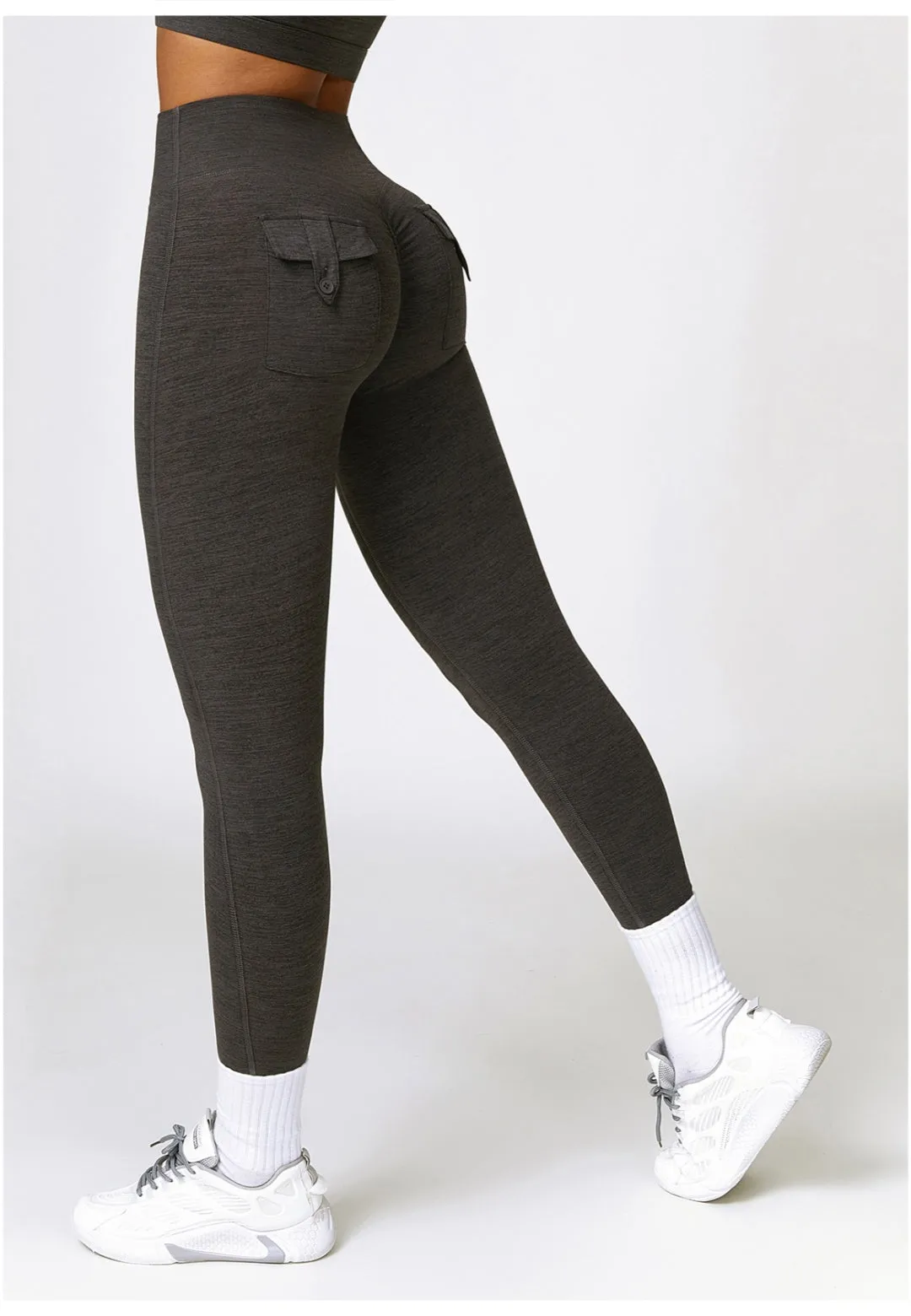 Back Patch Pocket Textured Leggings by Anna-Kaci