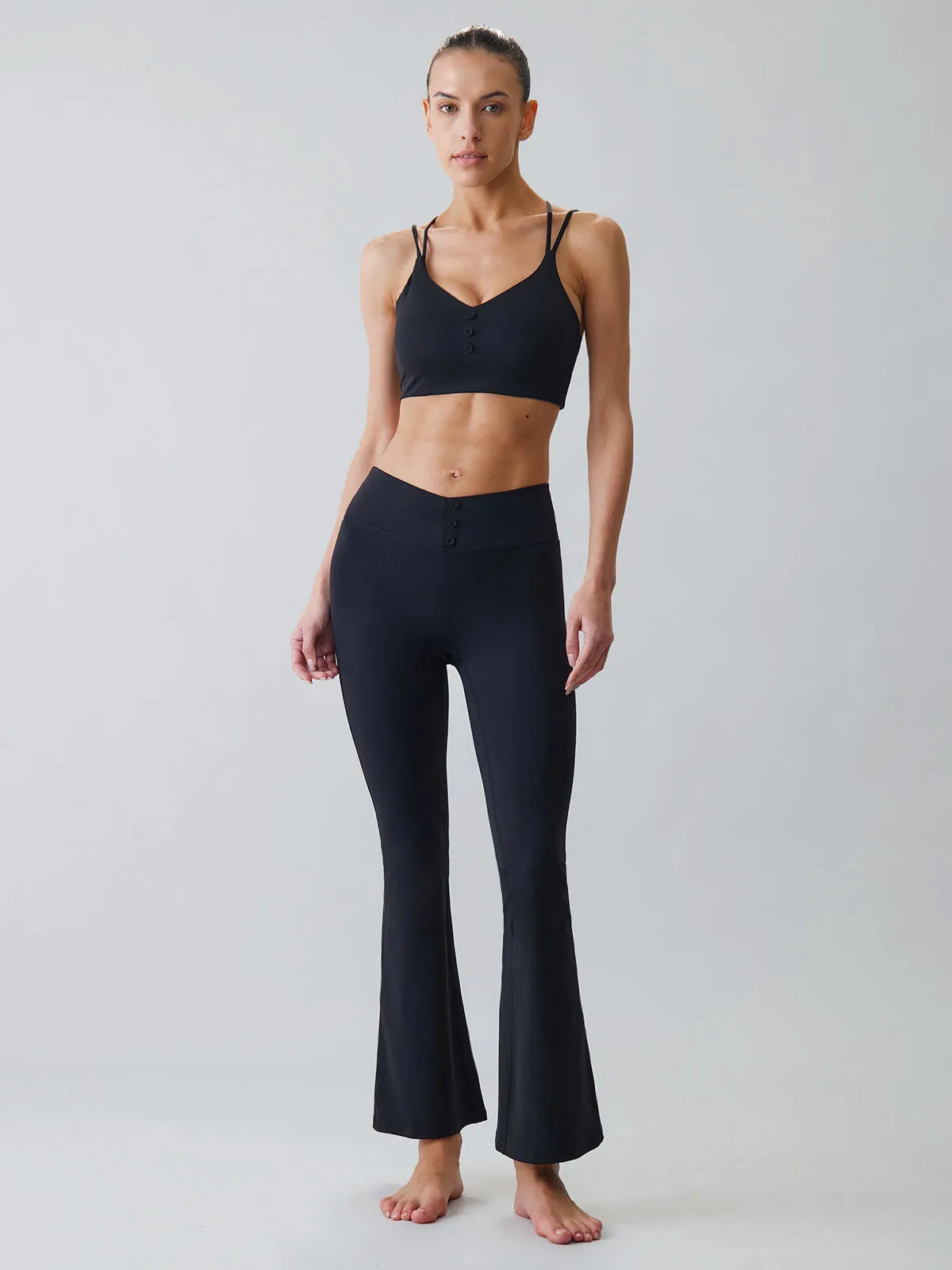 Black High-Rise Flare Leggings 28”