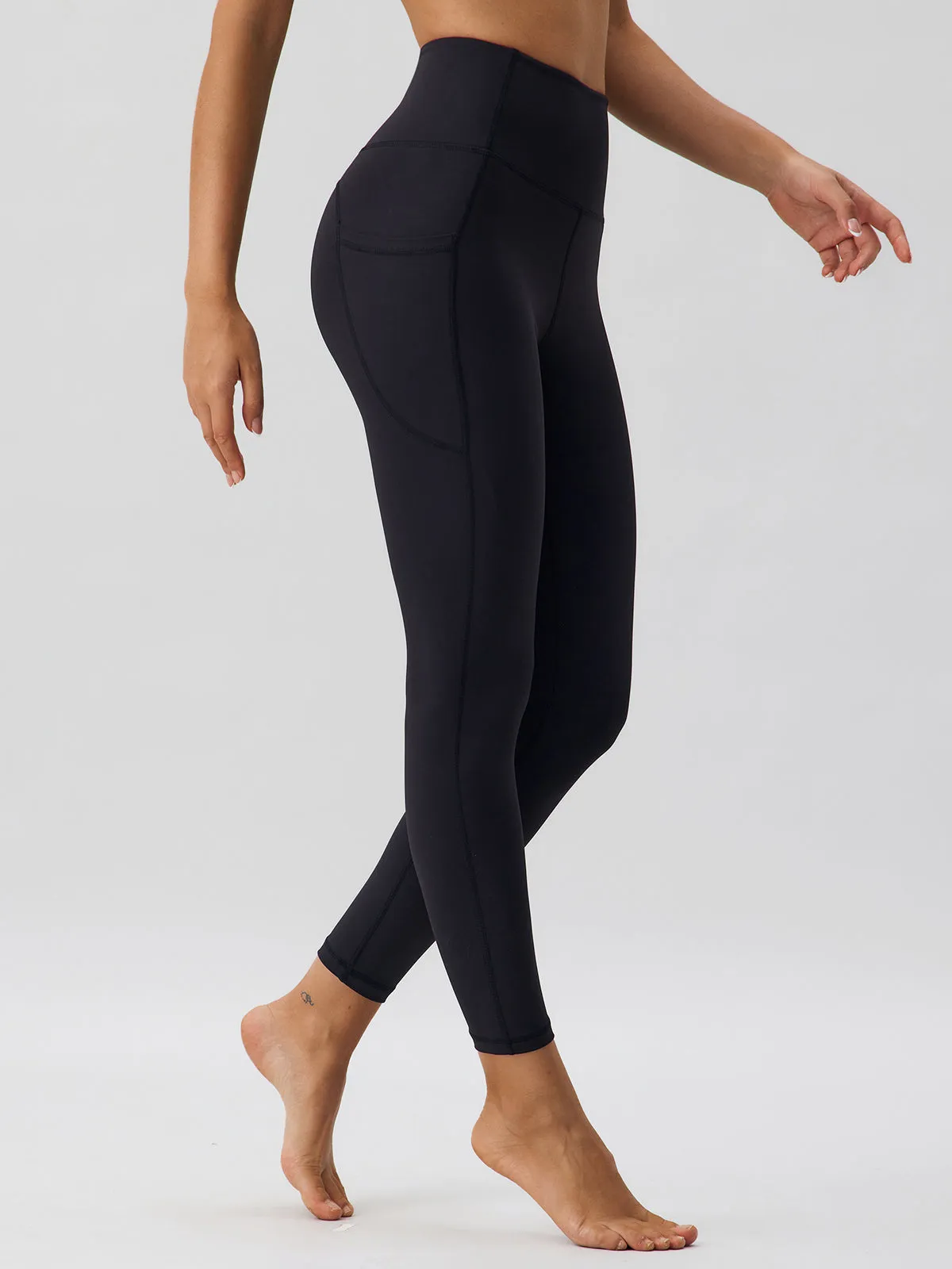 Black High Waisted Pocket Leggings 24″