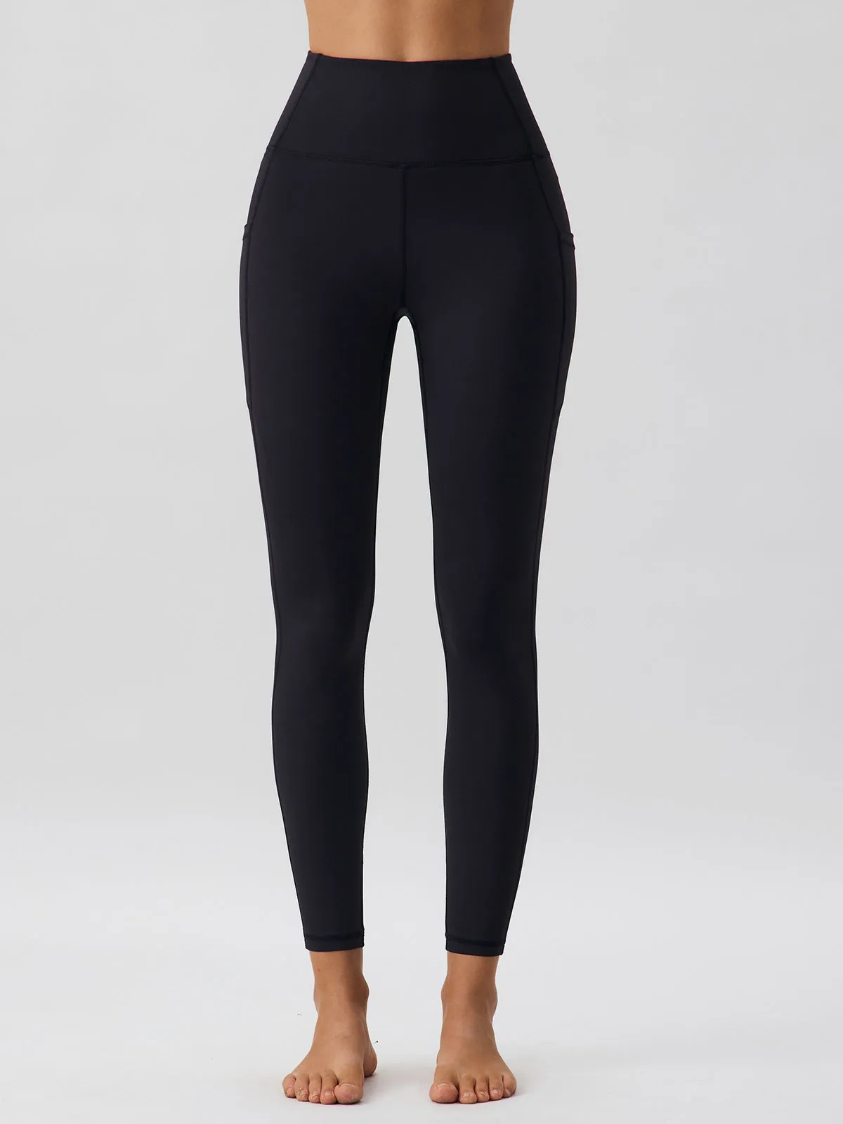 Black High Waisted Pocket Leggings 24″