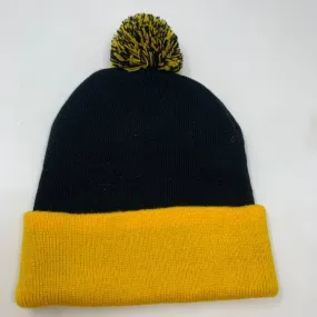 Black Yellow Pom Pom Beanie