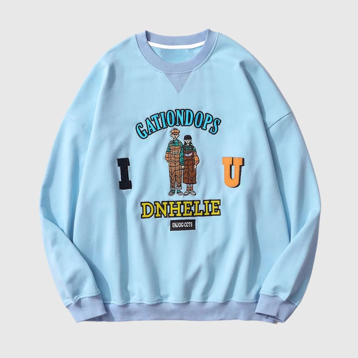 Cartoon Embroidered Print Sweatshirt