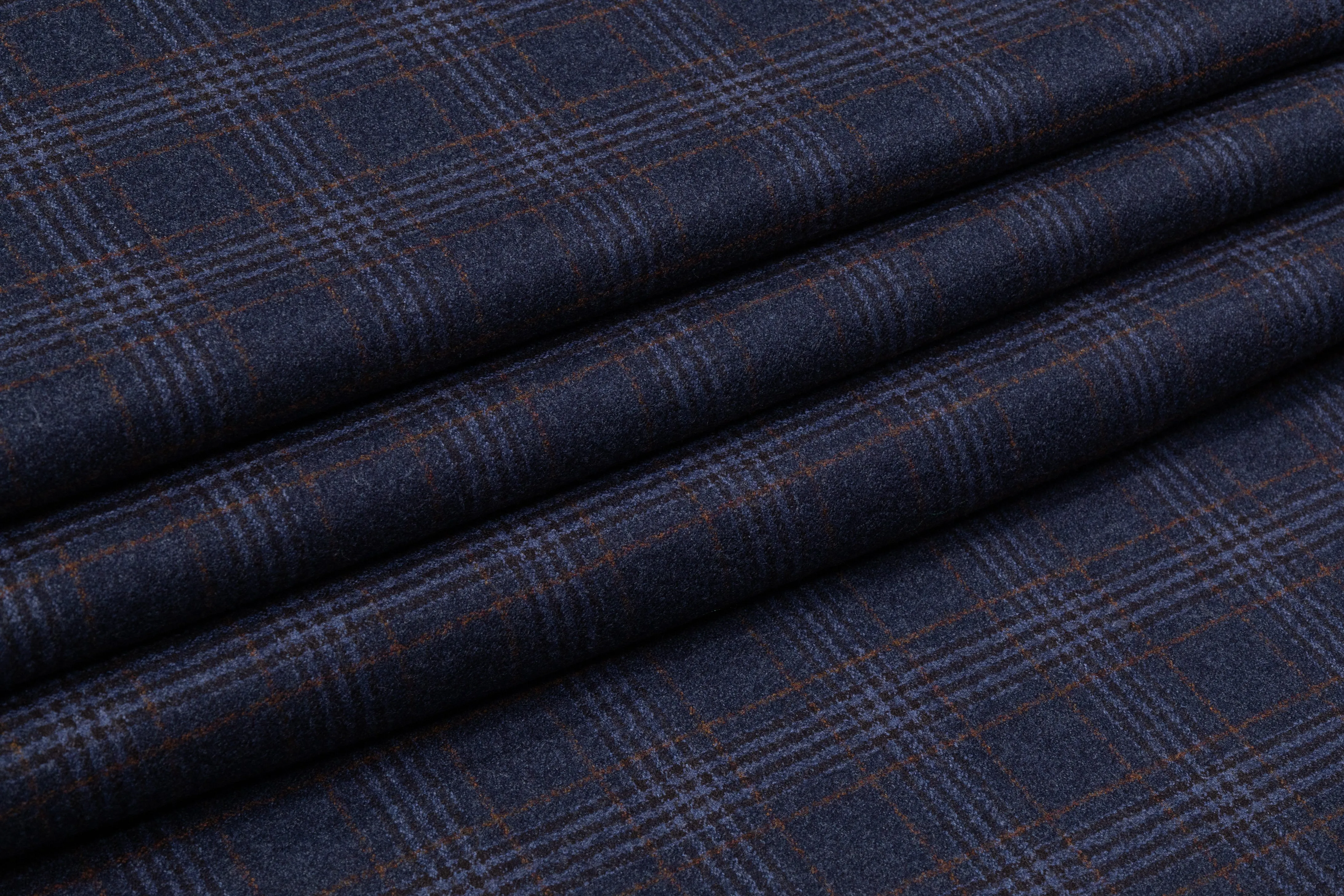 Checked Italian Wool Flannel Suiting - Blue