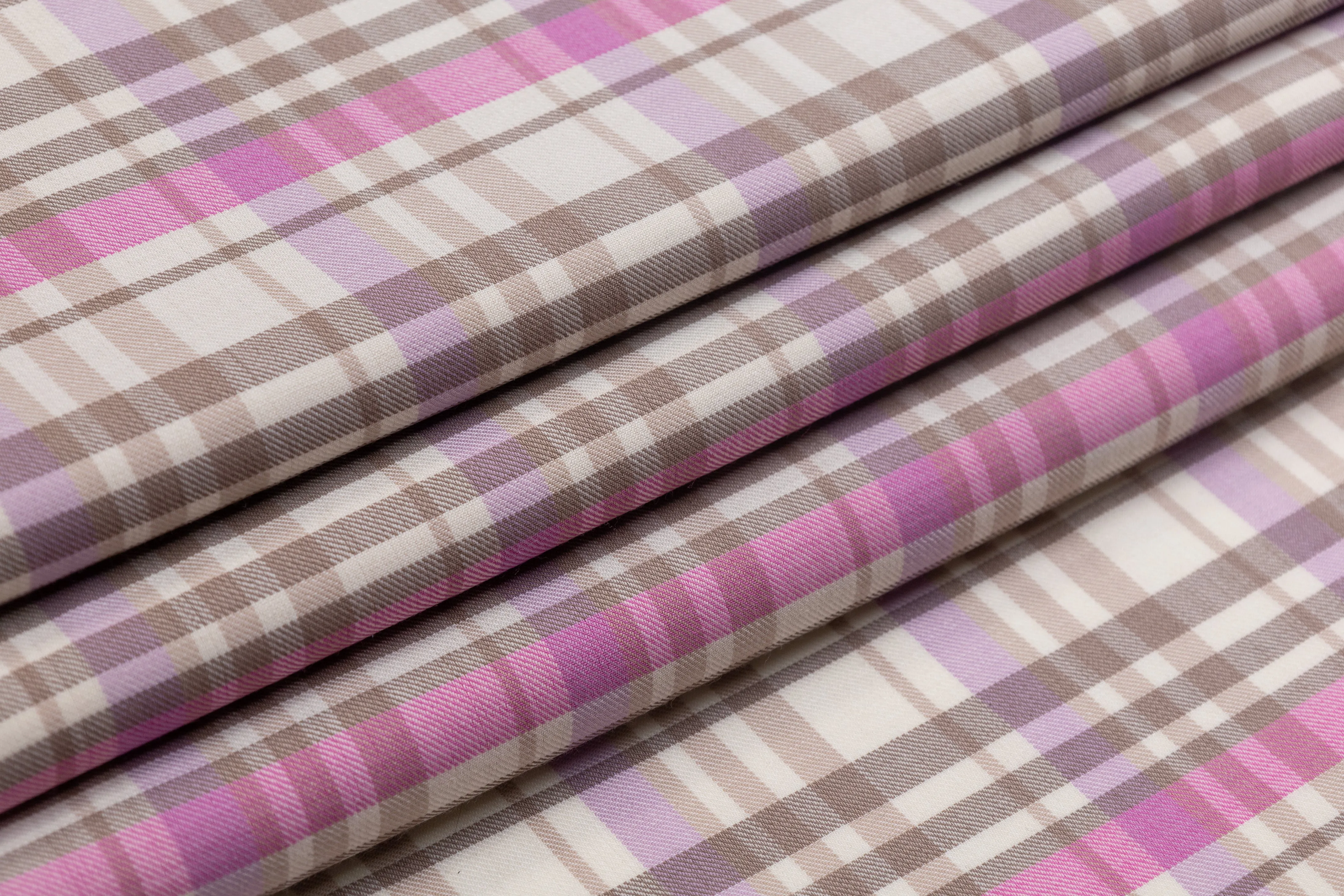 Checked Italian Wool Suiting - Pink / Taupe / Purple