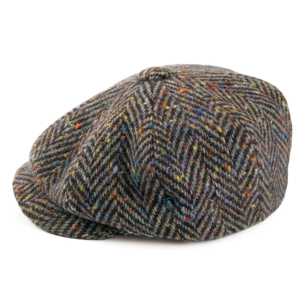 City Sport Donegal Tweed Herringbone Newsboy Cap - Brown-Tan