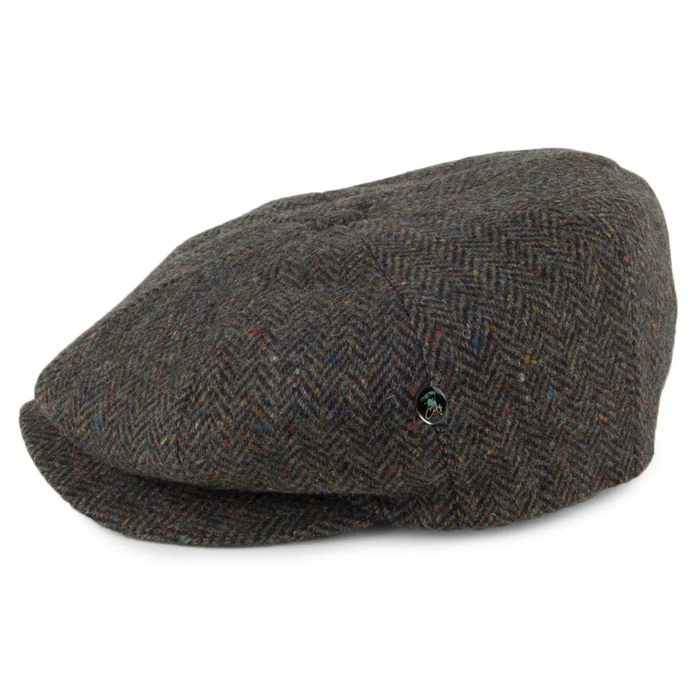 City Sport Herringbone Donegal Tweed Newsboy Cap - Forest