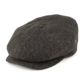 City Sport Herringbone Donegal Tweed Newsboy Cap - Forest