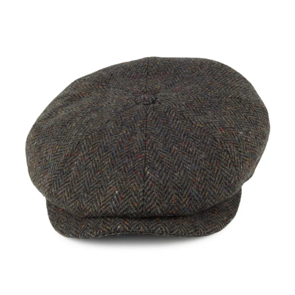 City Sport Herringbone Donegal Tweed Newsboy Cap - Forest