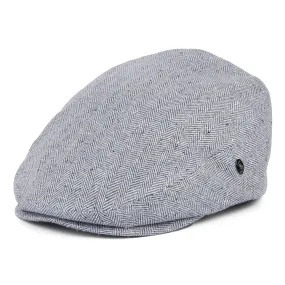 City Sport Herringbone Pure Silk Summer Flat Cap - Blue