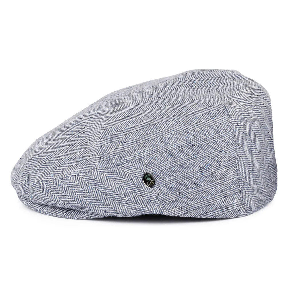 City Sport Herringbone Pure Silk Summer Flat Cap - Blue