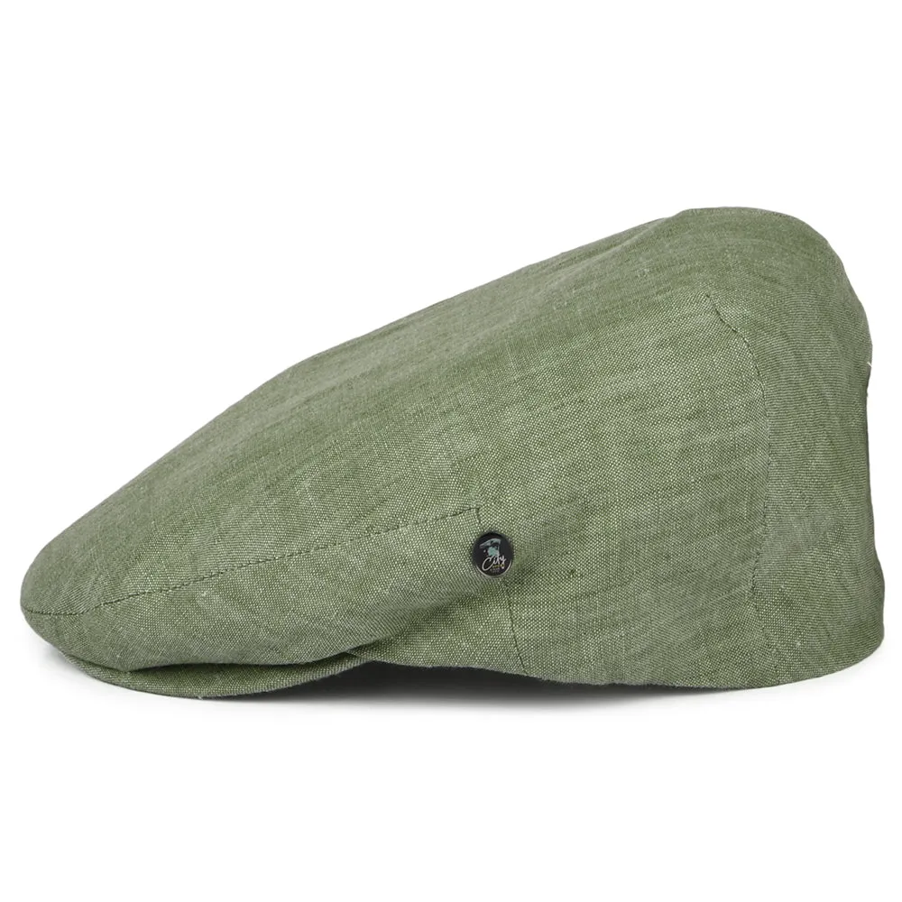 City Sport Linen Flat Cap - Sage