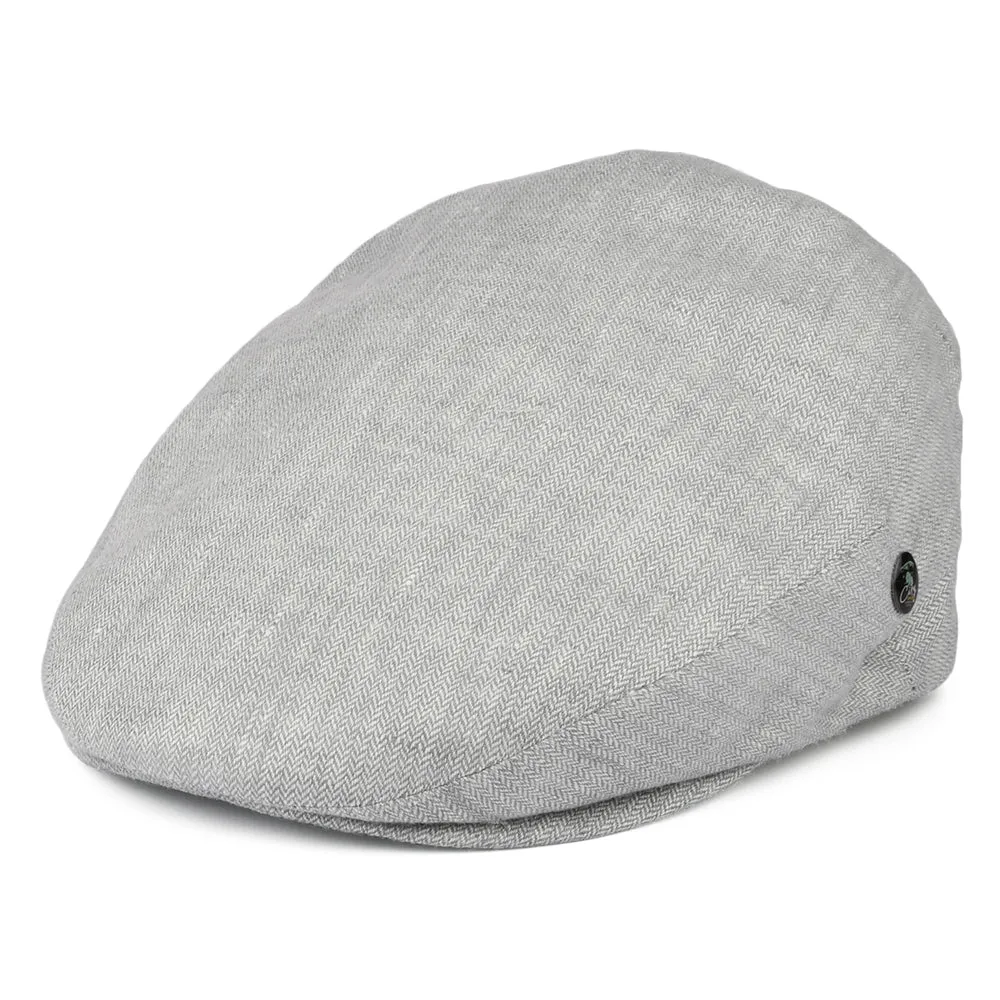 City Sport Micro-Herringbone Linen Flat Cap - Ice Blue