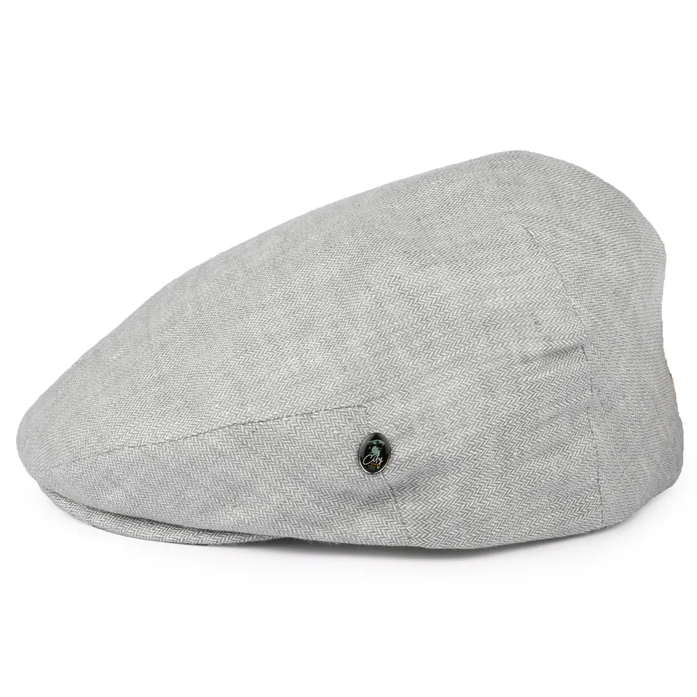 City Sport Micro-Herringbone Linen Flat Cap - Ice Blue