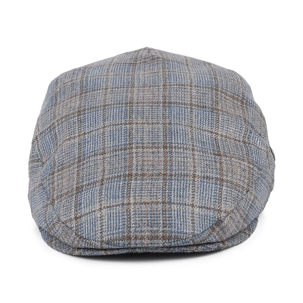 City Sport Windowpane Silk-Wool Summer Flat Cap - Blue-Brown