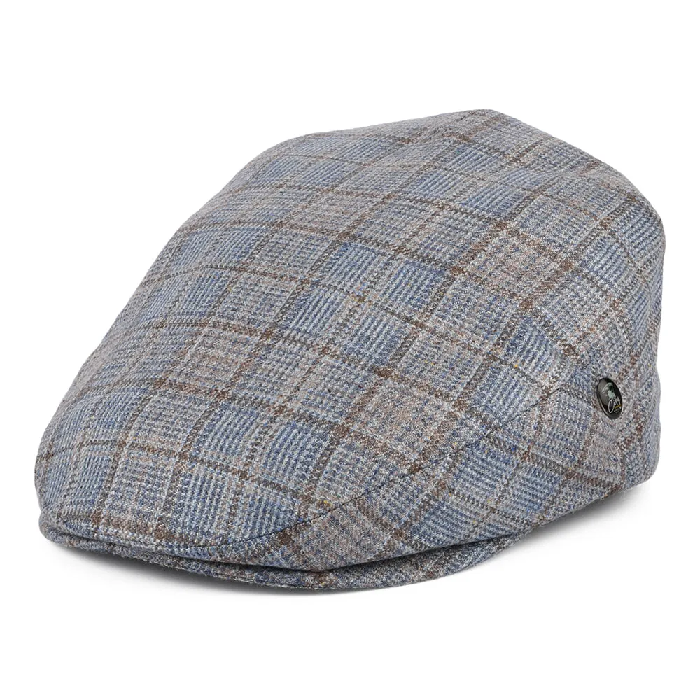 City Sport Windowpane Silk-Wool Summer Flat Cap - Blue-Brown