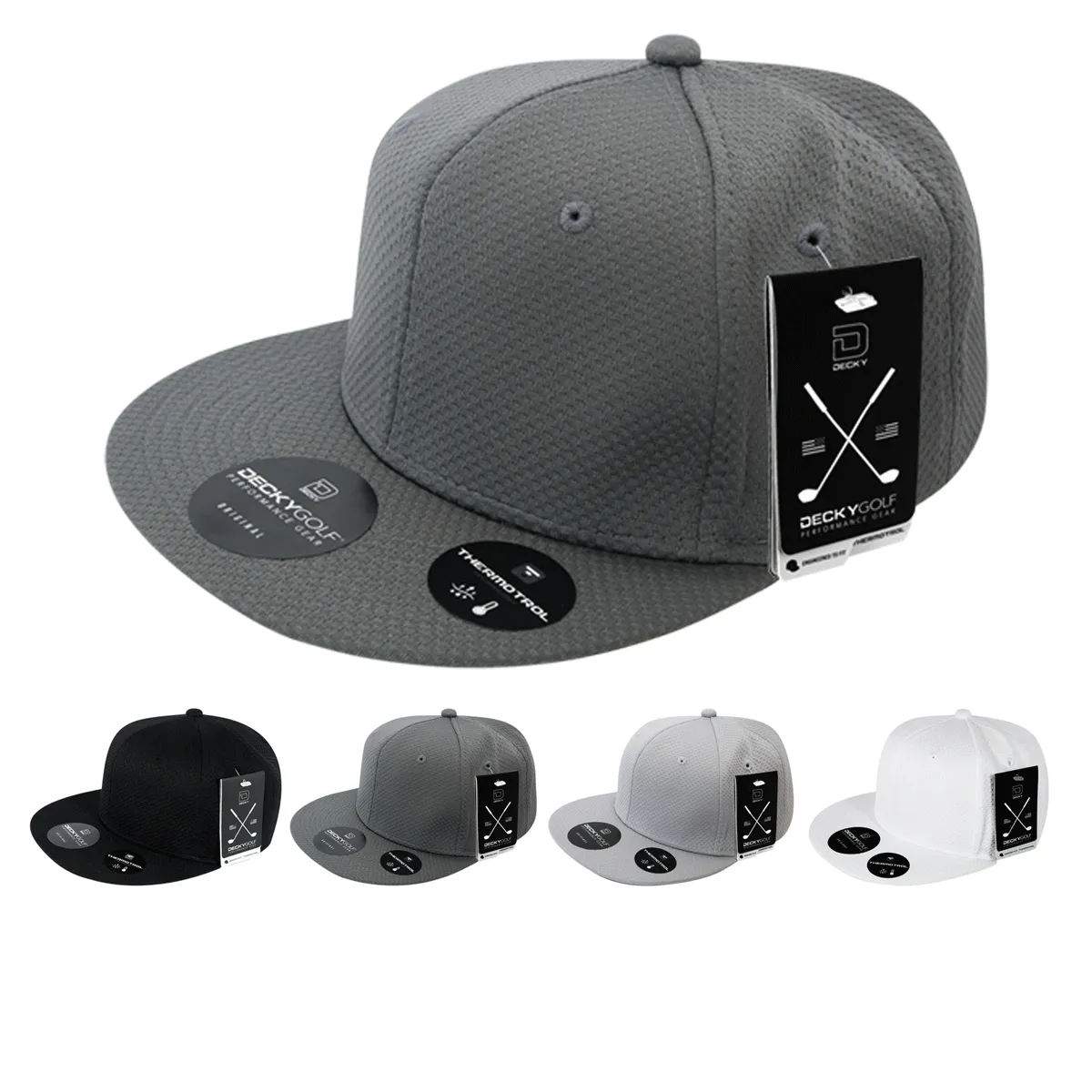 Dimple Pattern Snapback Hat, Flat Bill - Golf & Sports Cap - Decky 6203