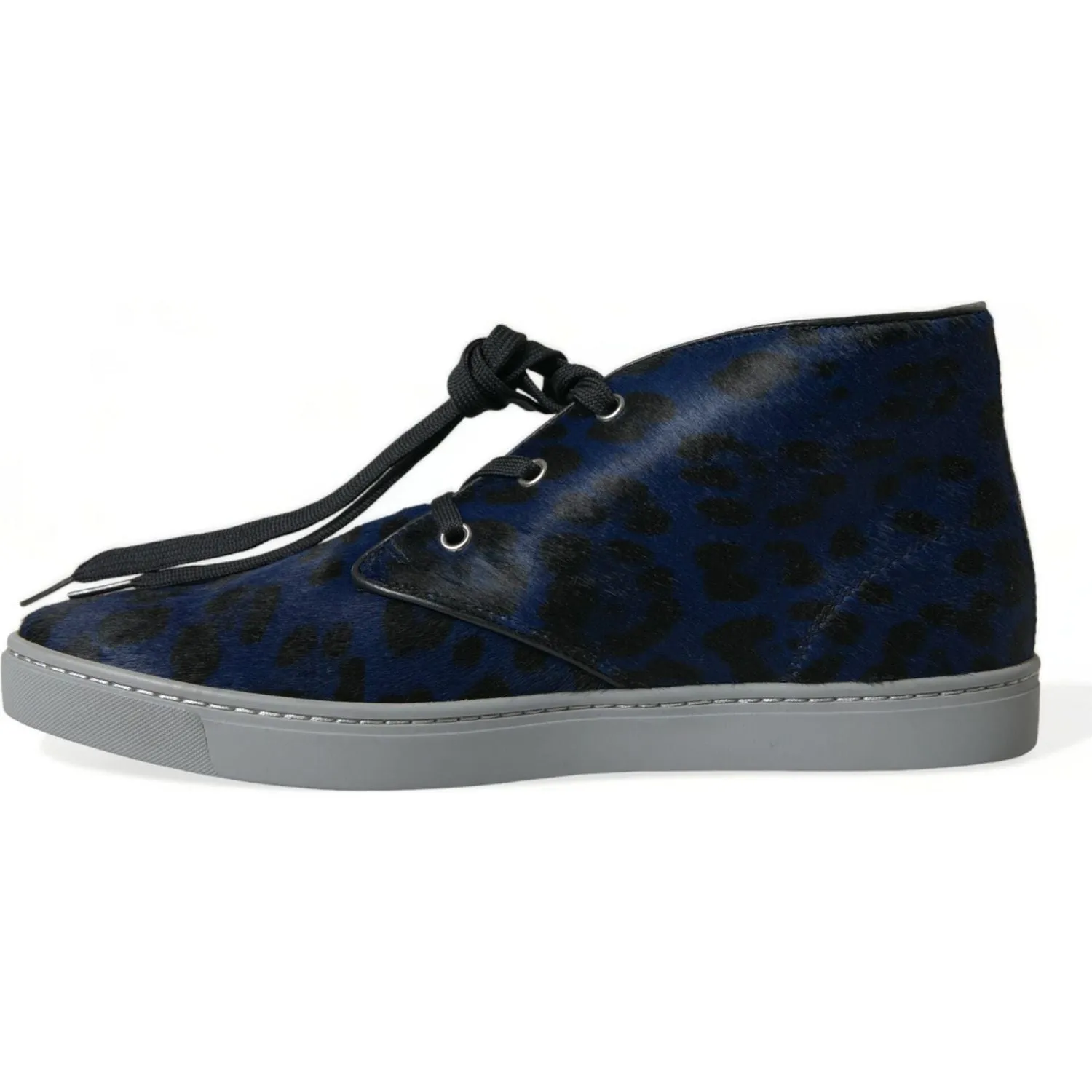 Dolce & Gabbana Chic Blue Leopard Print Mid-Top Sneakers