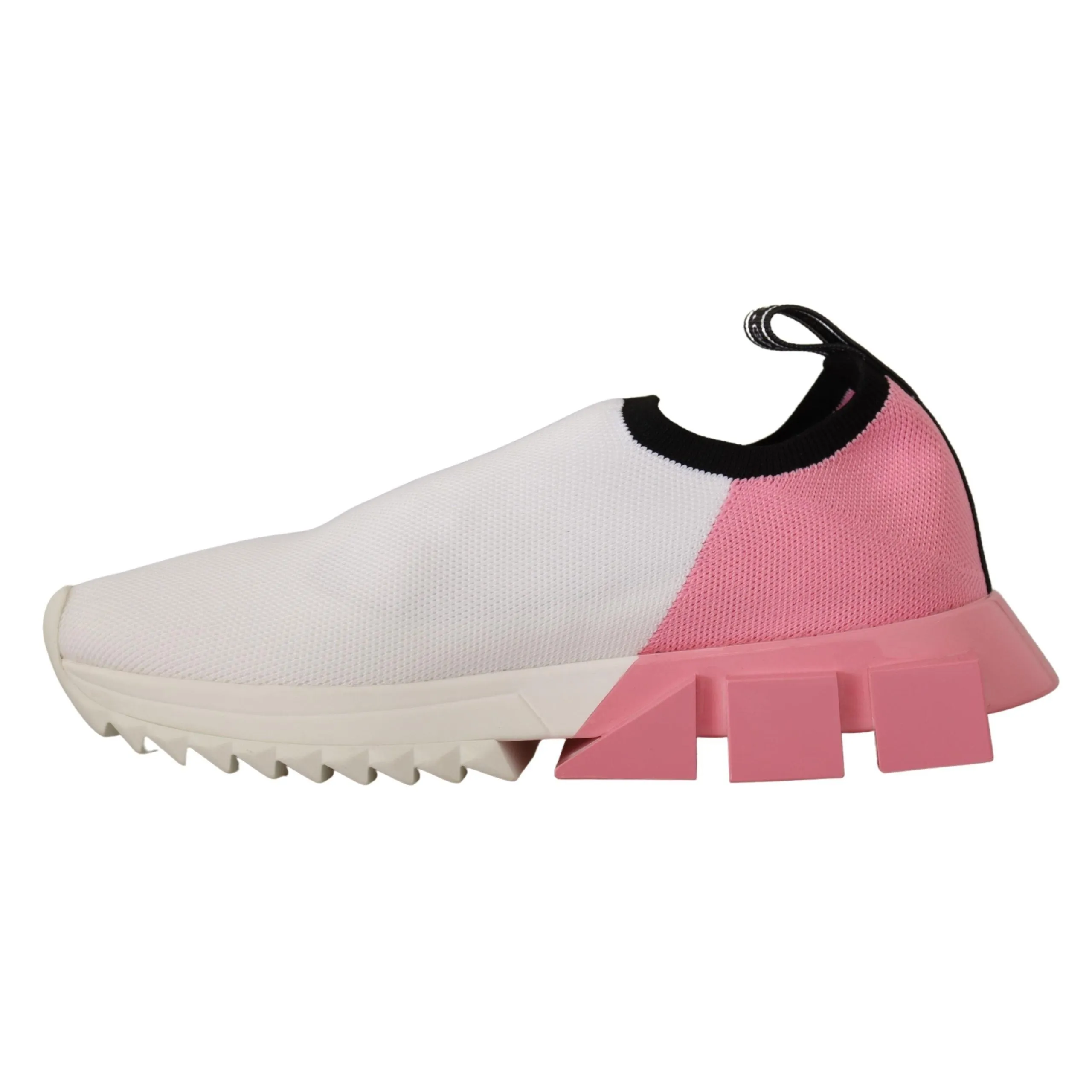 Dolce & Gabbana Elegant Sorrento Slip-On Sneakers in White & Pink