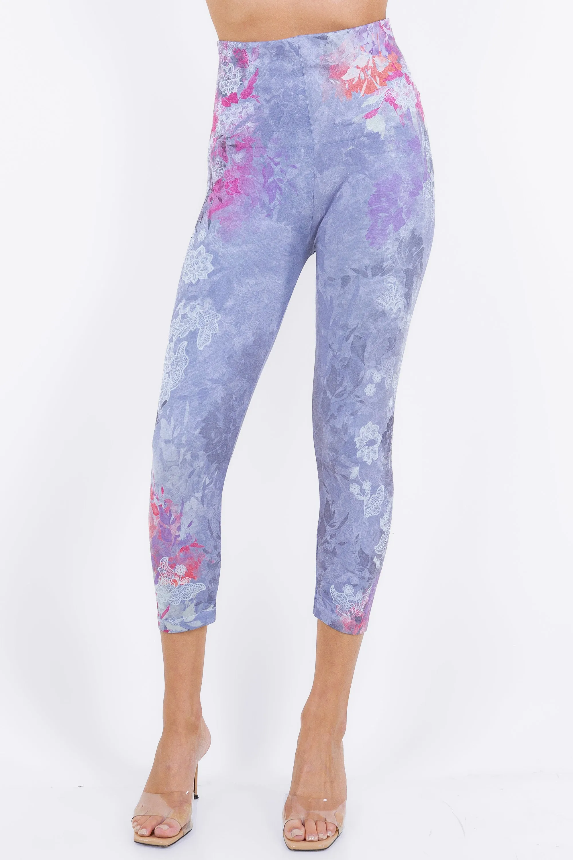 Floral Splash and Lace Printed Leggings