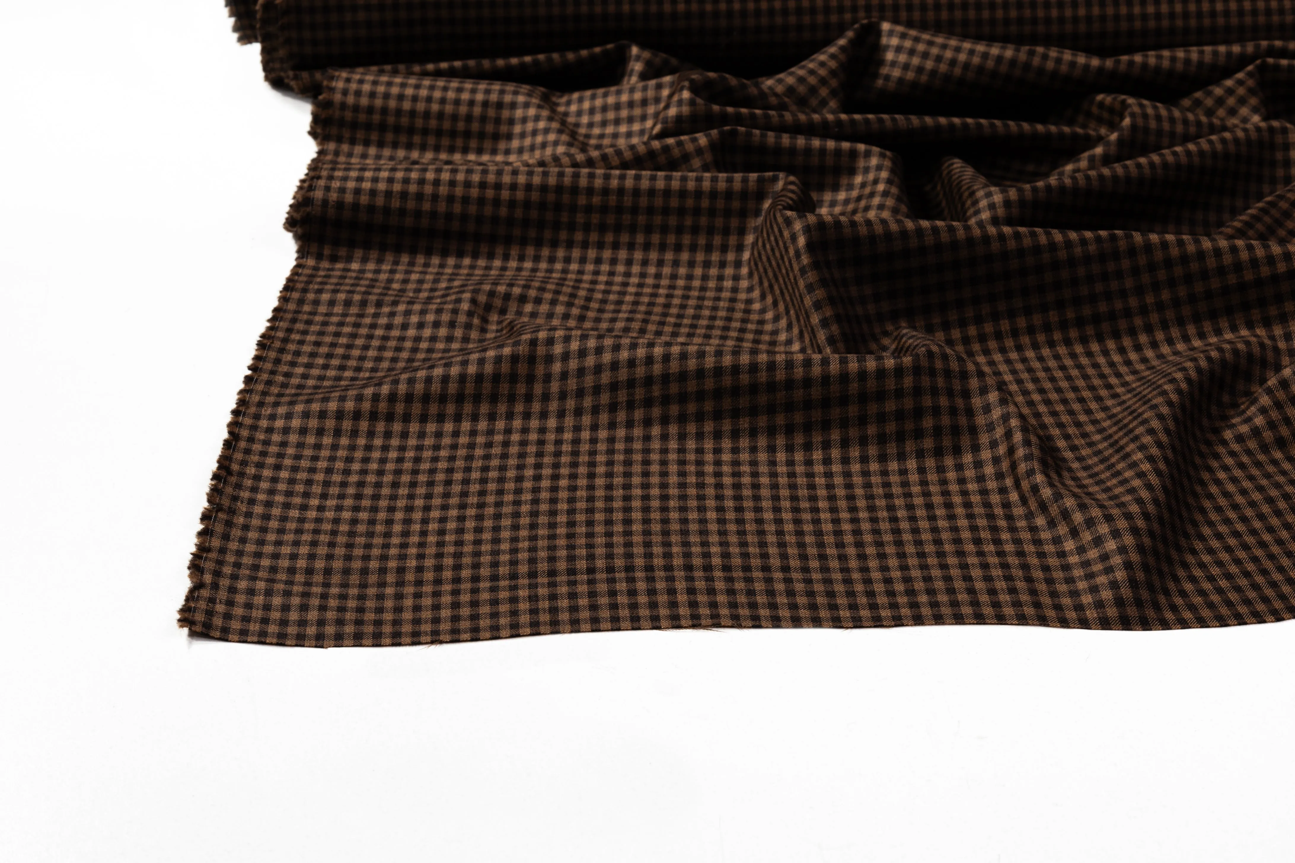 Gingham Checked Super 130's Italian Wool Suiting - Brown