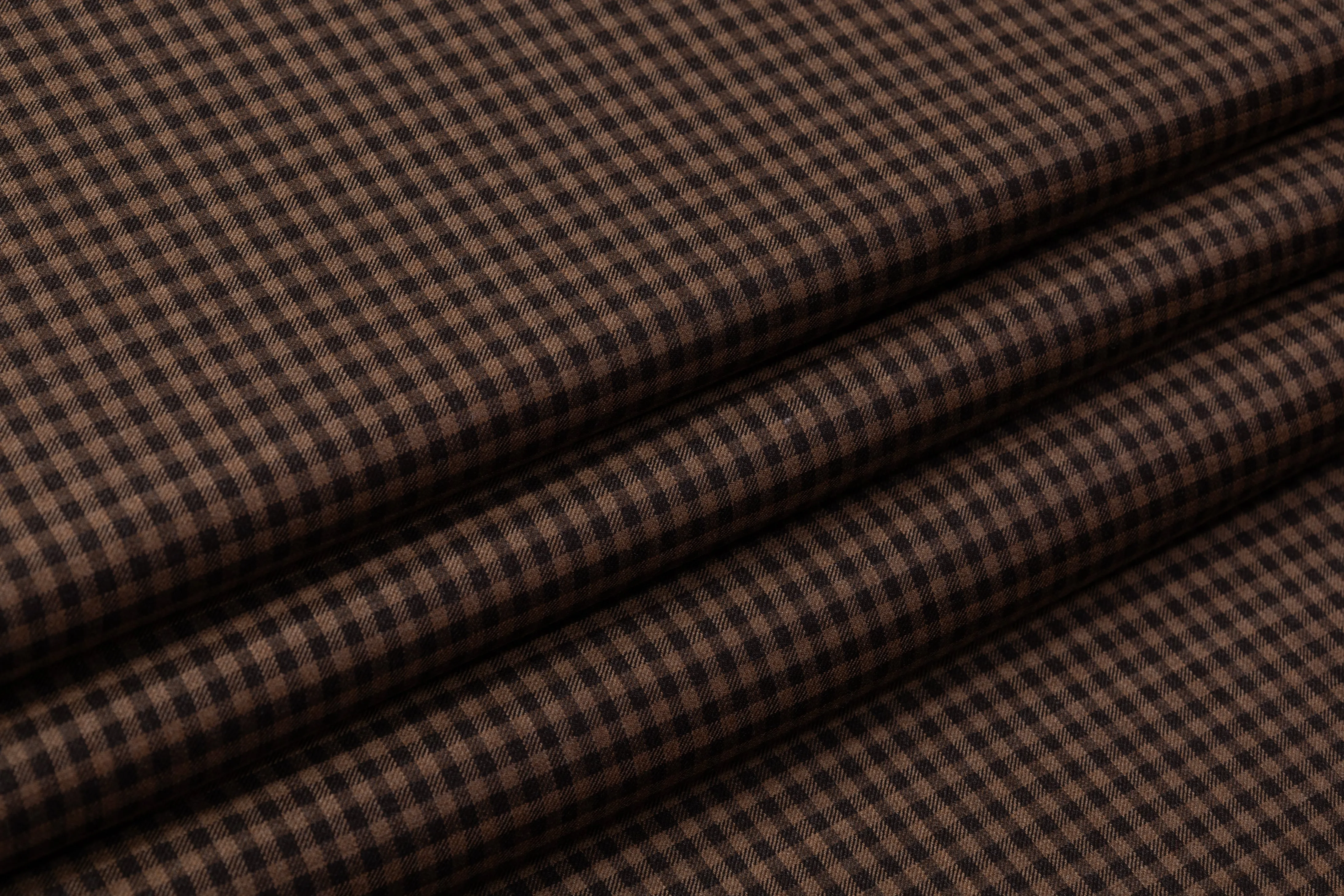 Gingham Checked Super 130's Italian Wool Suiting - Brown