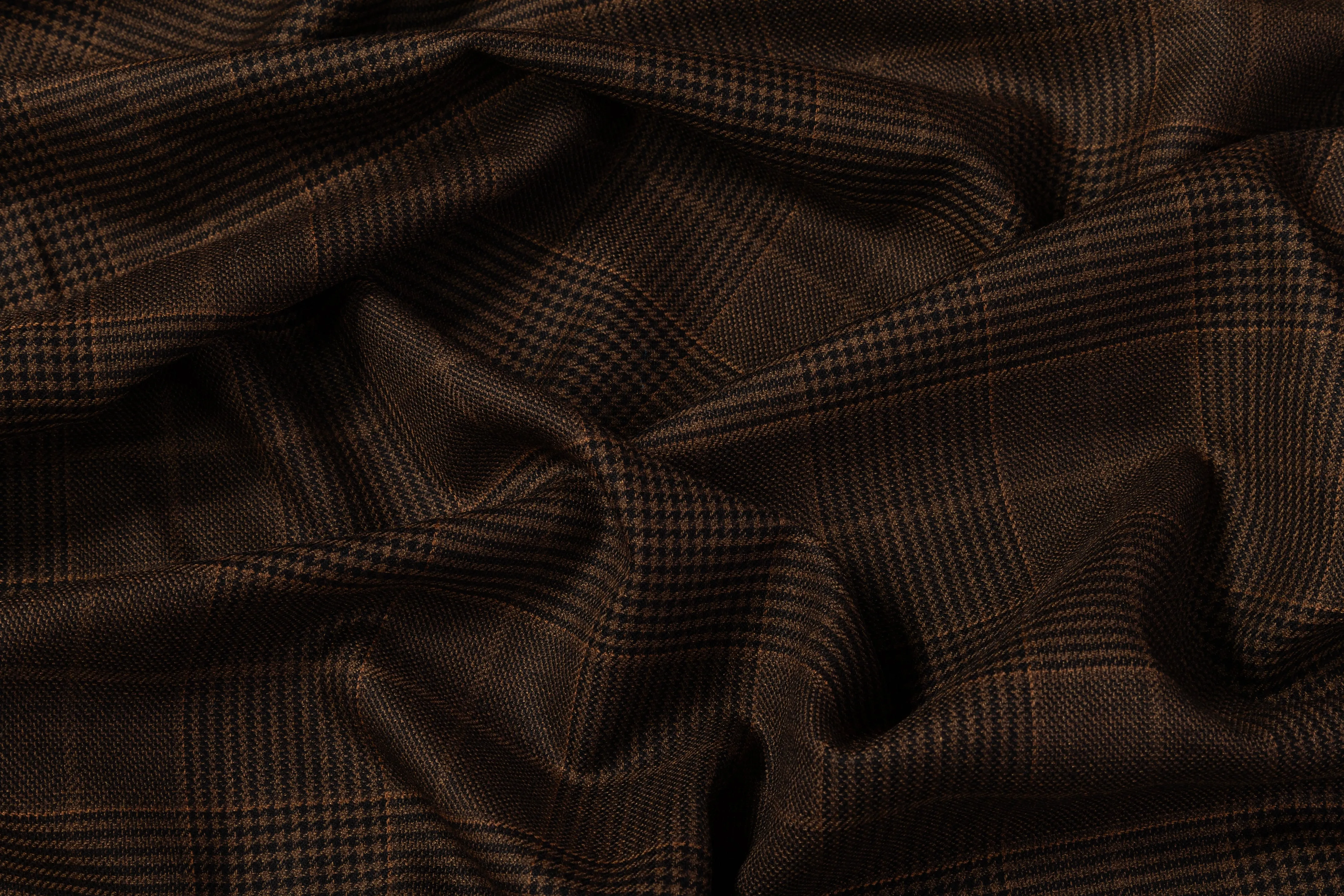 Glen Check Italian Silk and Wool Suiting - Brown