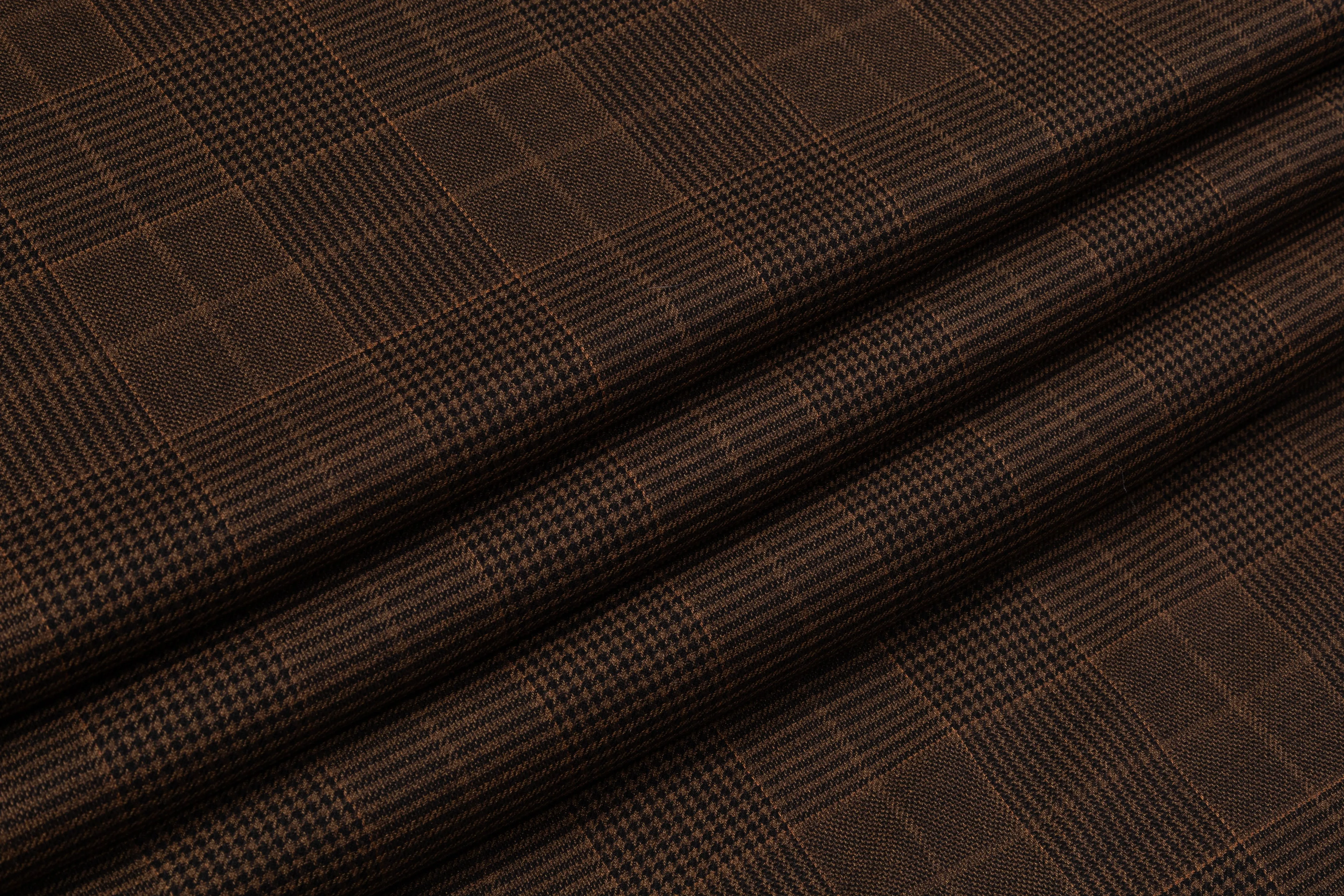 Glen Check Italian Silk and Wool Suiting - Brown