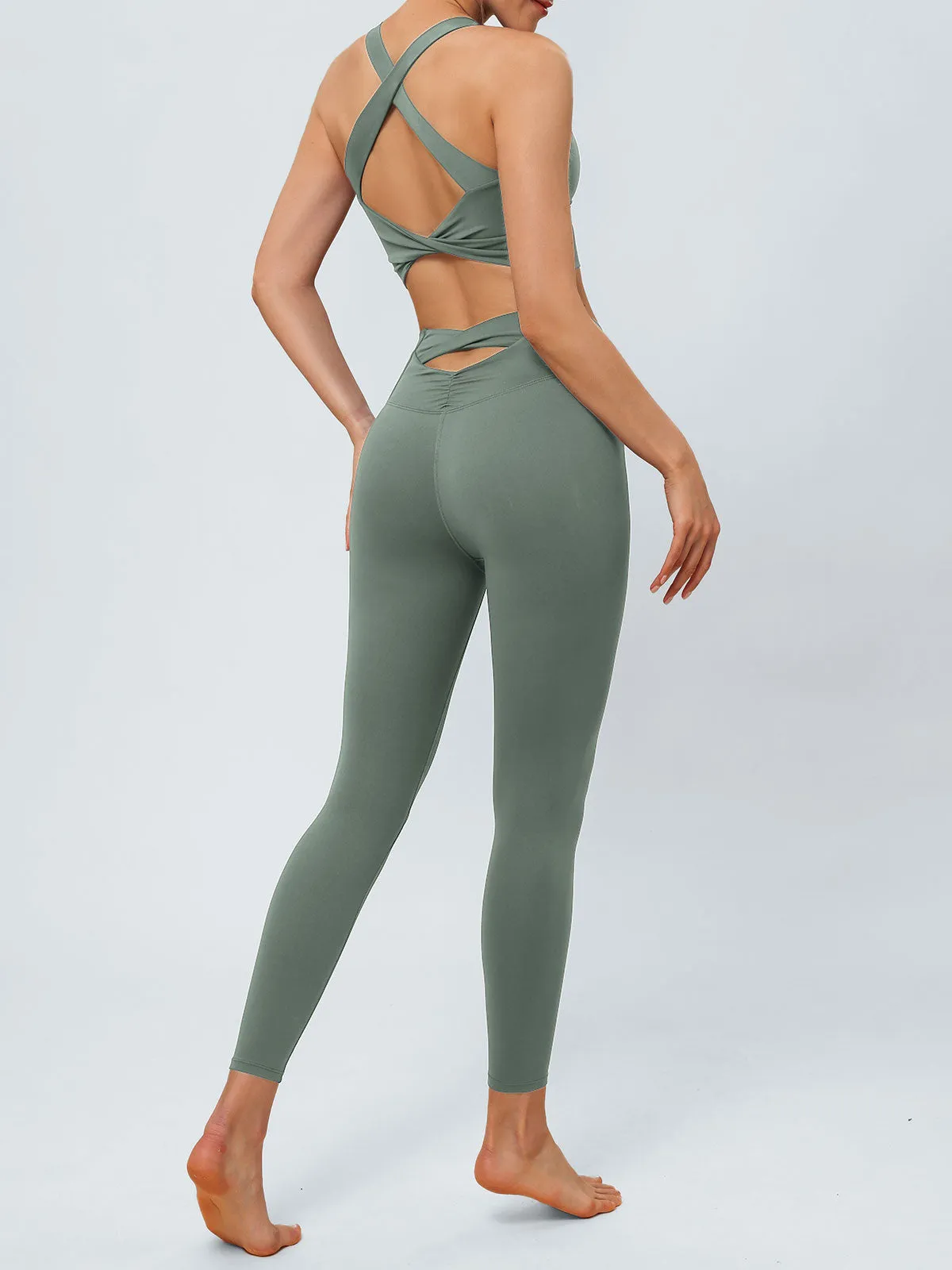 Green Cut Out Leggings 24”