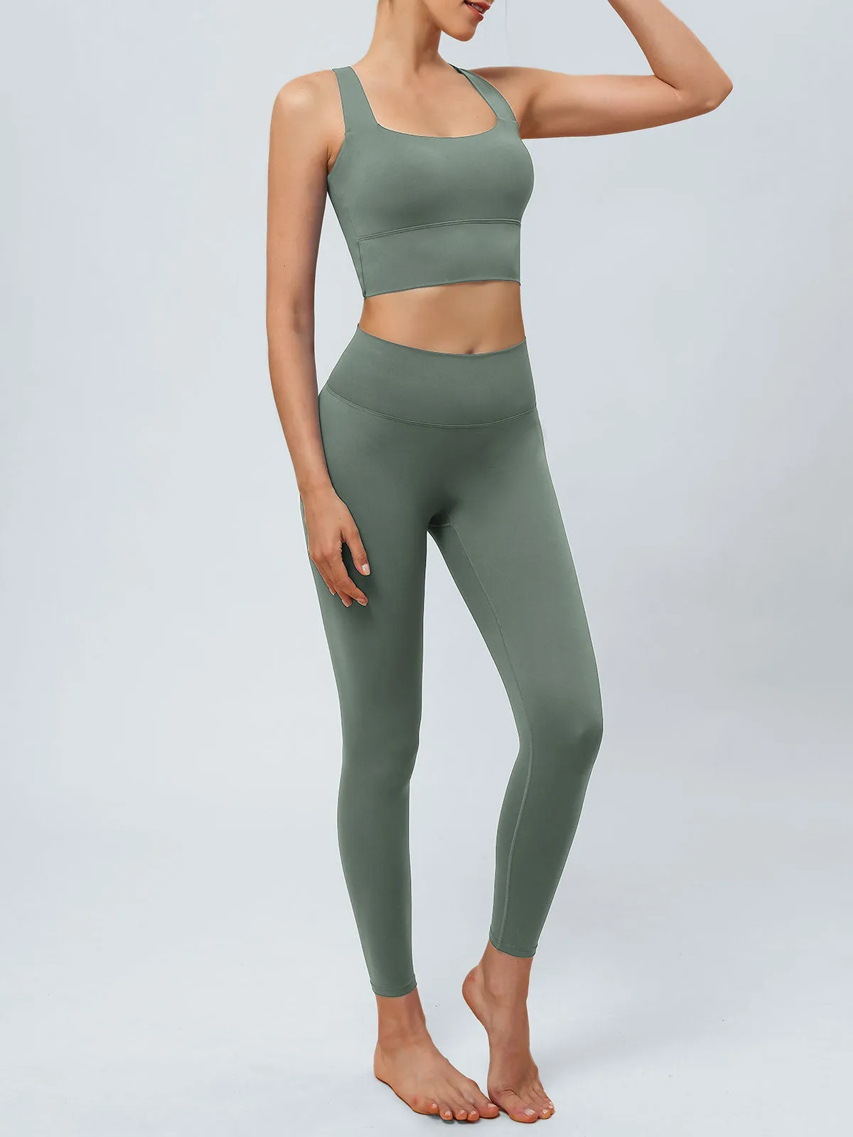 Green Cut Out Leggings 24”