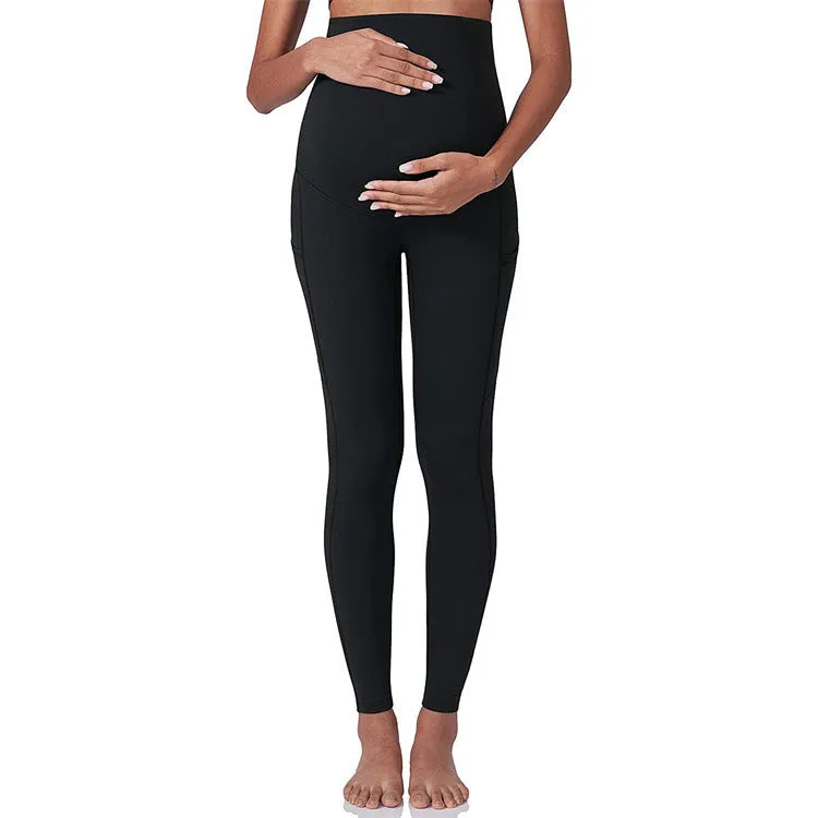 High Stretch Maternity Solid Wideband Waist butt lift Leggings