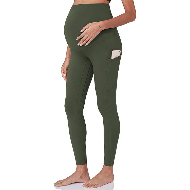 High Stretch Maternity Solid Wideband Waist butt lift Leggings