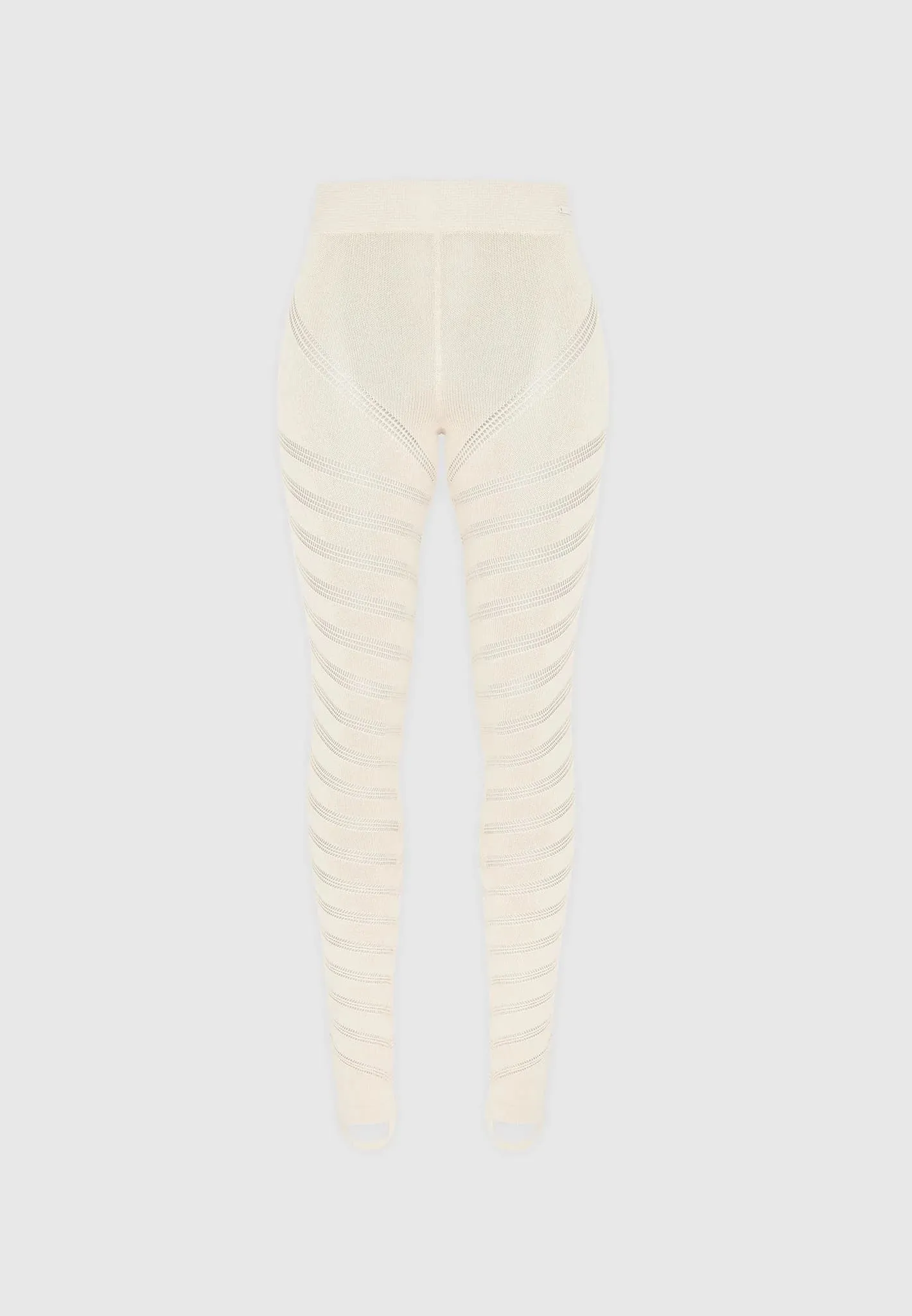 High Waisted Knitted Spiral Contour Leggings - Beige