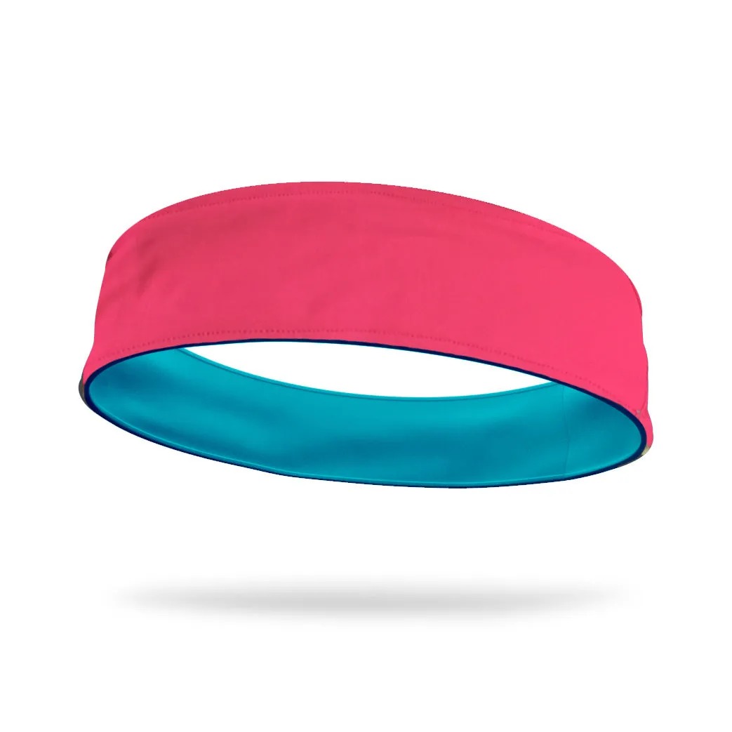 Hot Pink and Aqua Wicking Reversible Headband