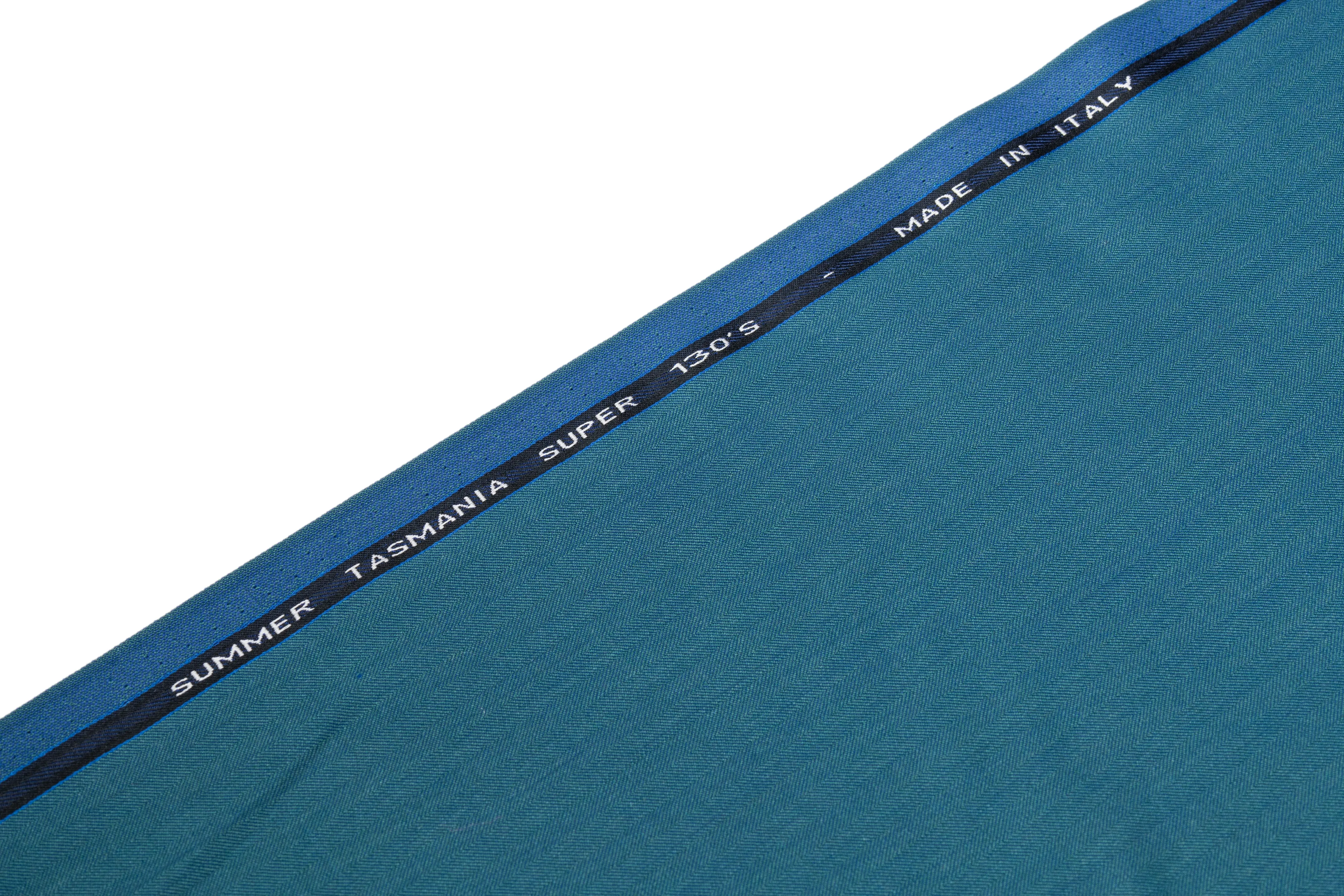 Iridescent Italian Summer Tasmania Super 130s Wool Suiting - Teal Blue