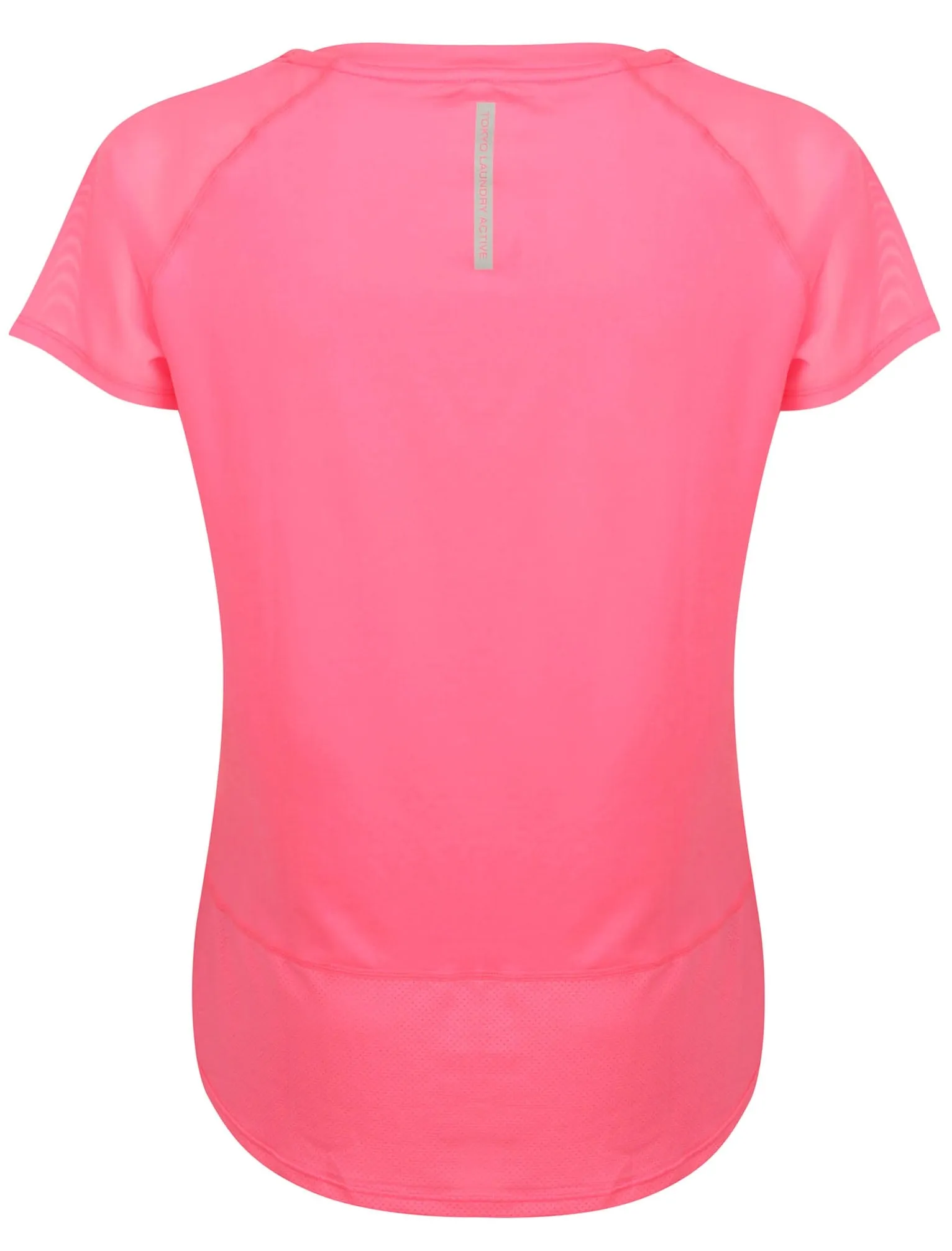 Larke Mesh Panel Fitted Sports Top in Neon Pink - Tokyo Laundry Active