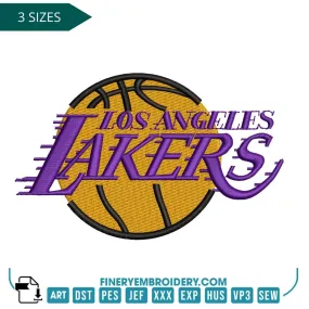 Los Angeles Lakers Embroidery Design – Iconic Team Logo in 3 Sizes