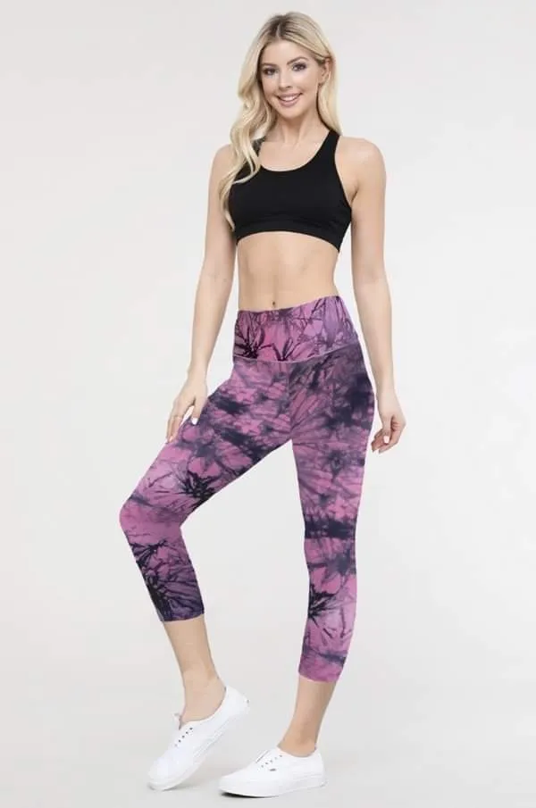 Pink Tie Dye Workout Capris (S-XL)