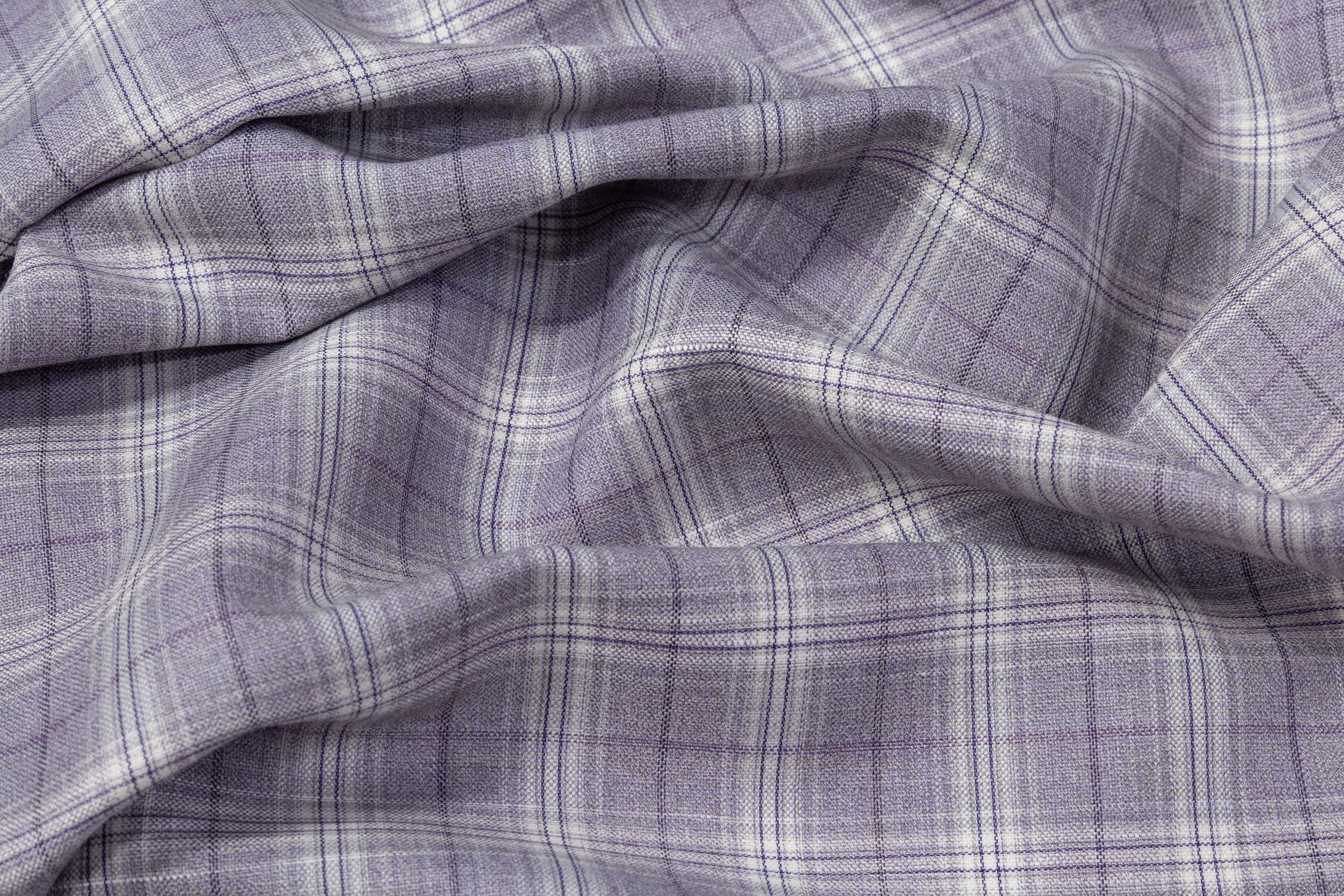 Plaid Italian Wool Suiting - Lavender