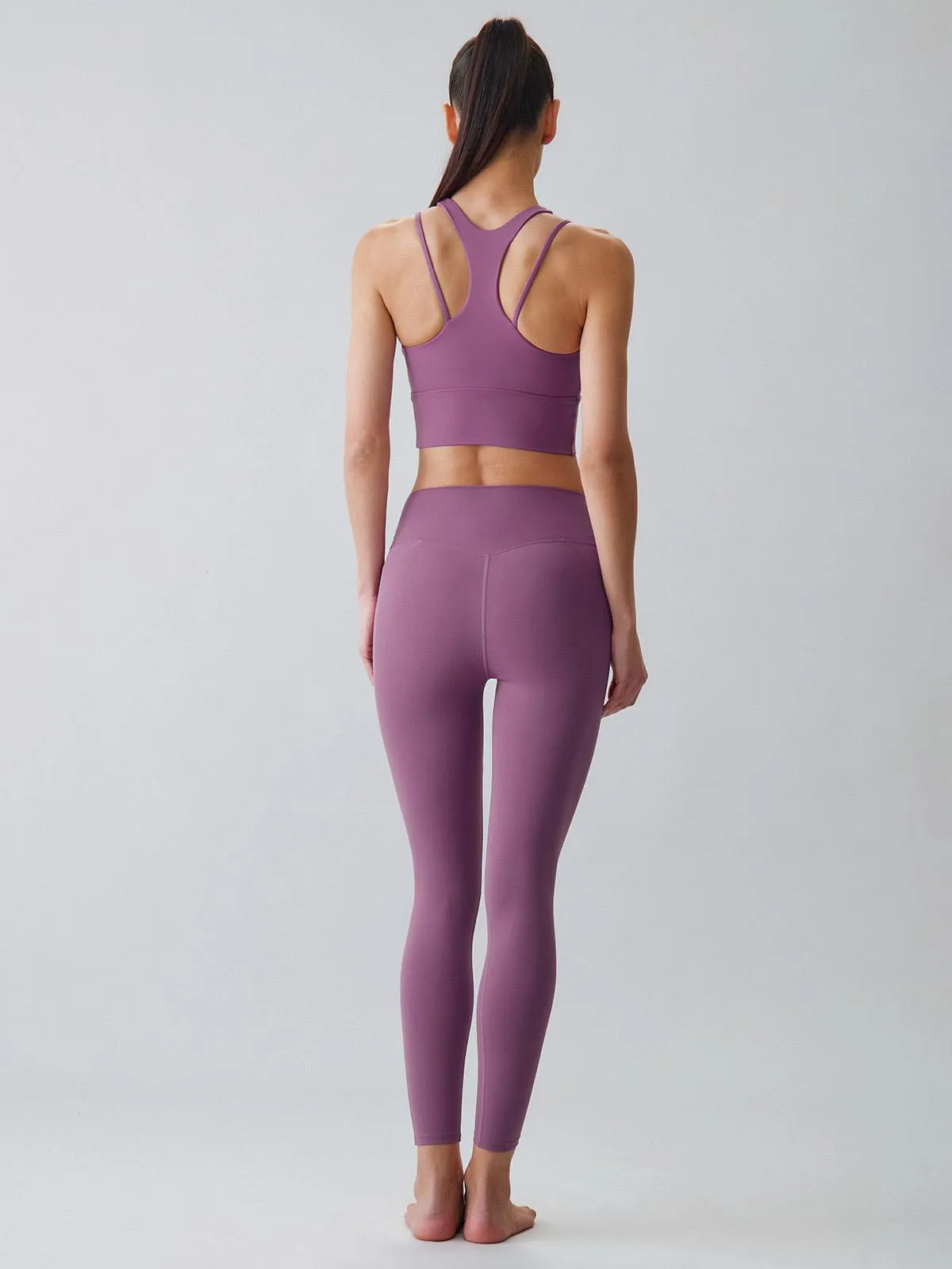 Purple V-Cut Scrunch Leggings 24″