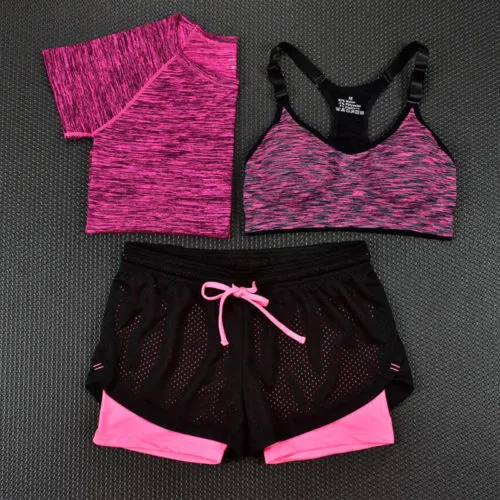 Quick Dry Yoga Set Tees   Sports Bra   Shorts