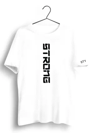 Strong Printed White Dry Fit Tee