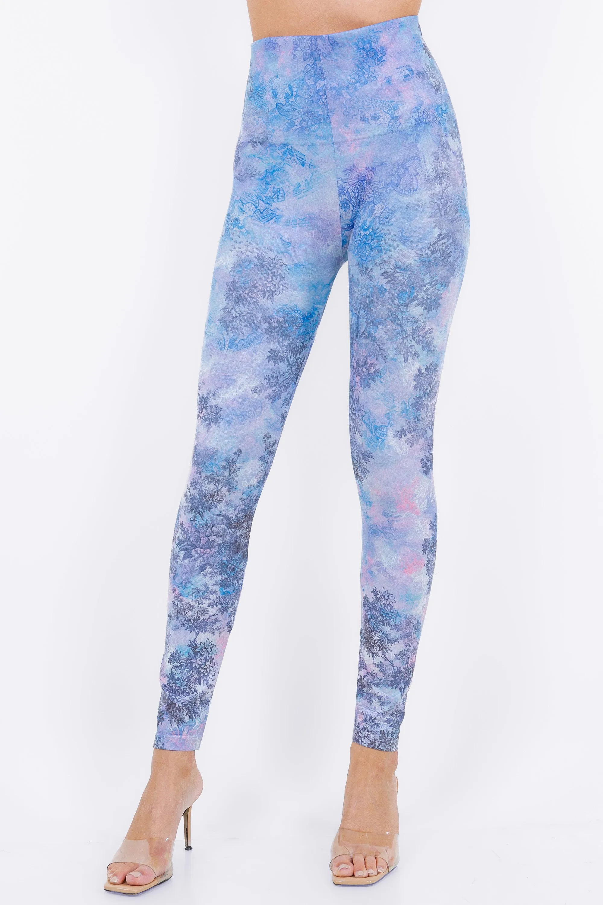 Toile de Jouy in Blue Pastel Printed Legging