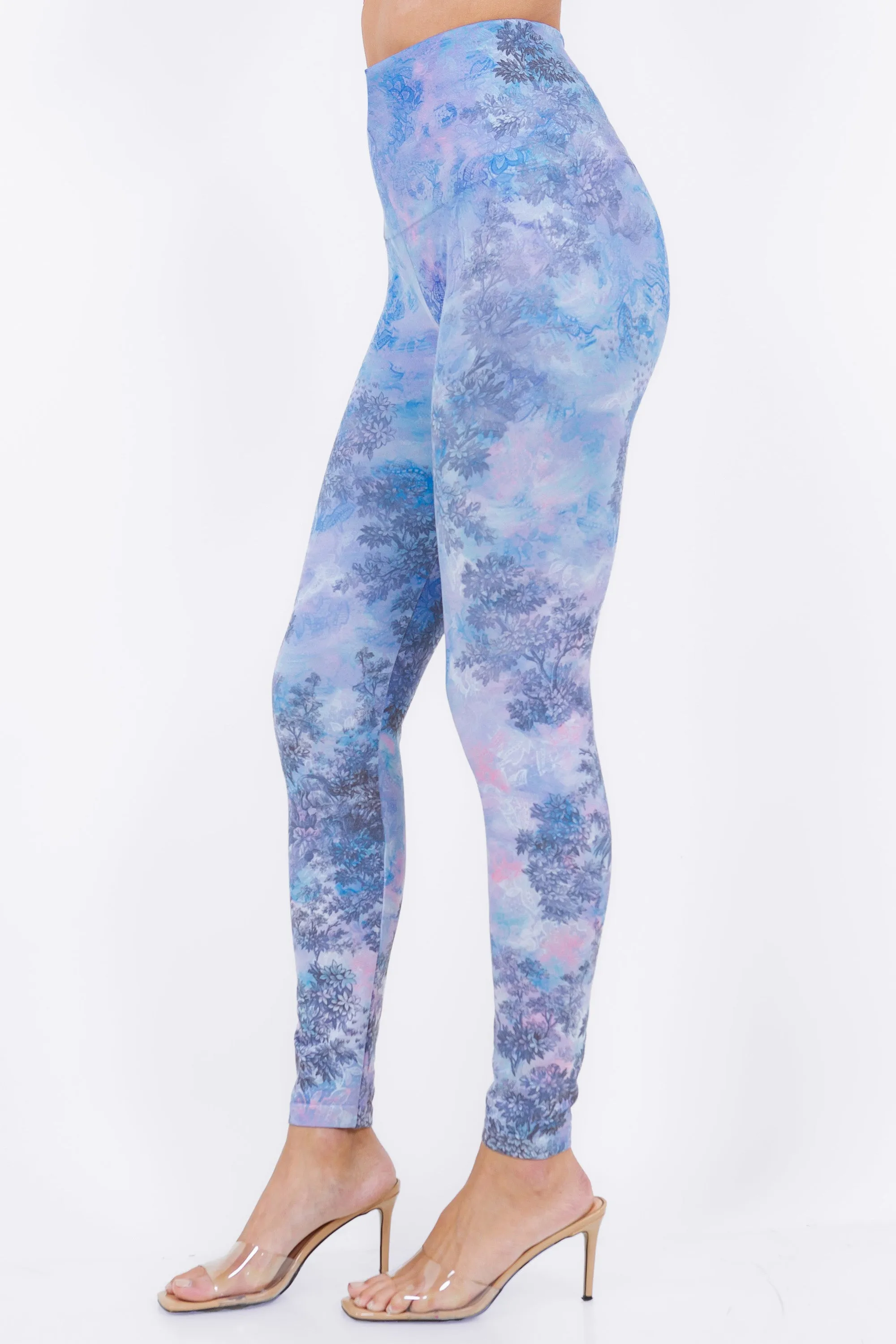 Toile de Jouy in Blue Pastel Printed Legging