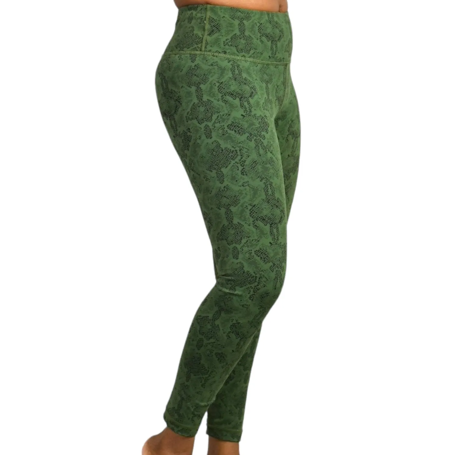 Vimmia Leggings Green Snake Python Print High Waist Stretch Activewear Size Small