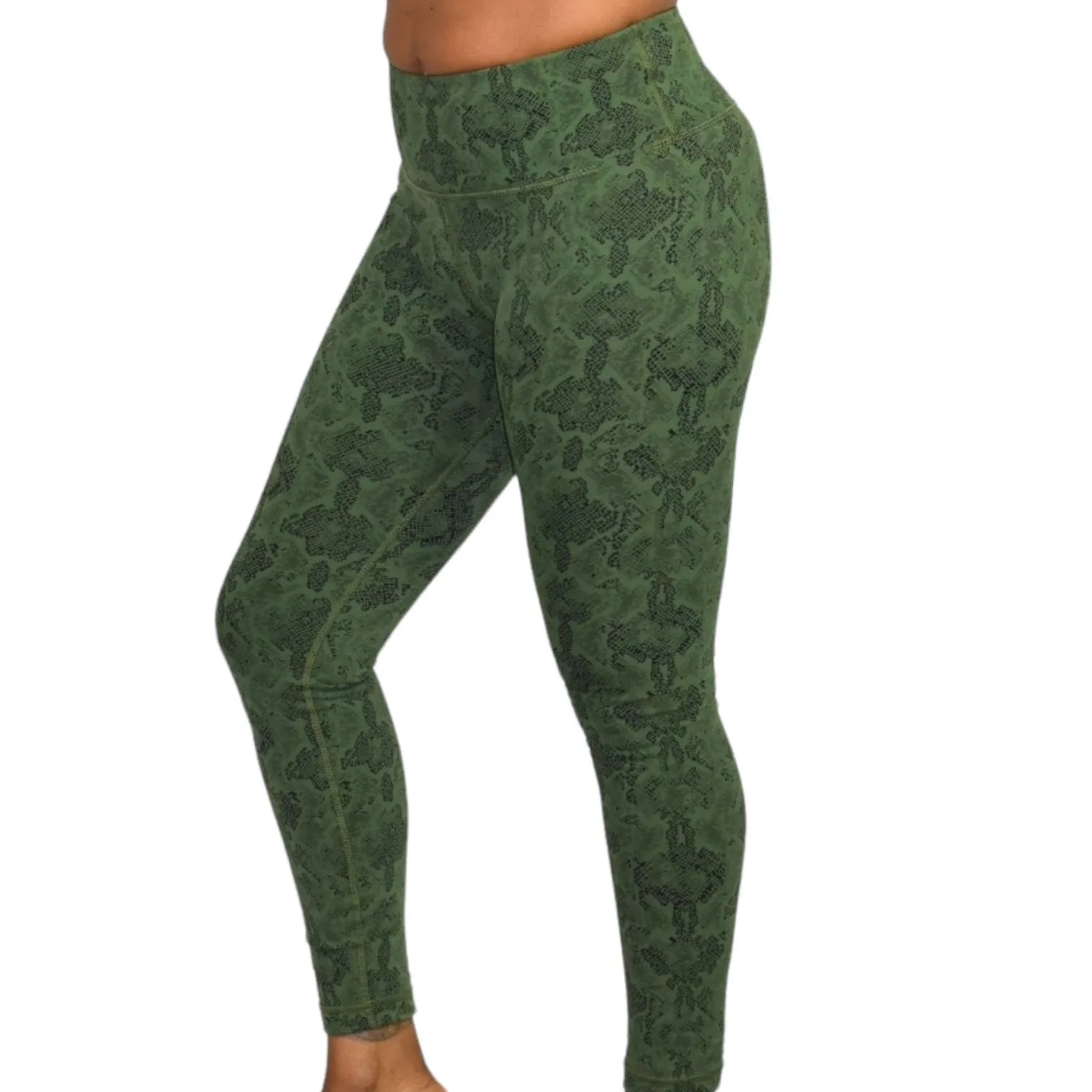 Vimmia Leggings Green Snake Python Print High Waist Stretch Activewear Size Small